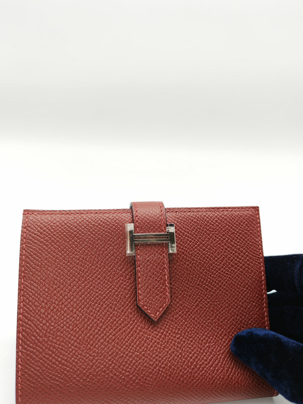 Hermes Bearn Compact Wallet in Rouge Epsom Leather and Palladium Hardware Stamp W (2024) | Purse Maison Luxury Bags Shop