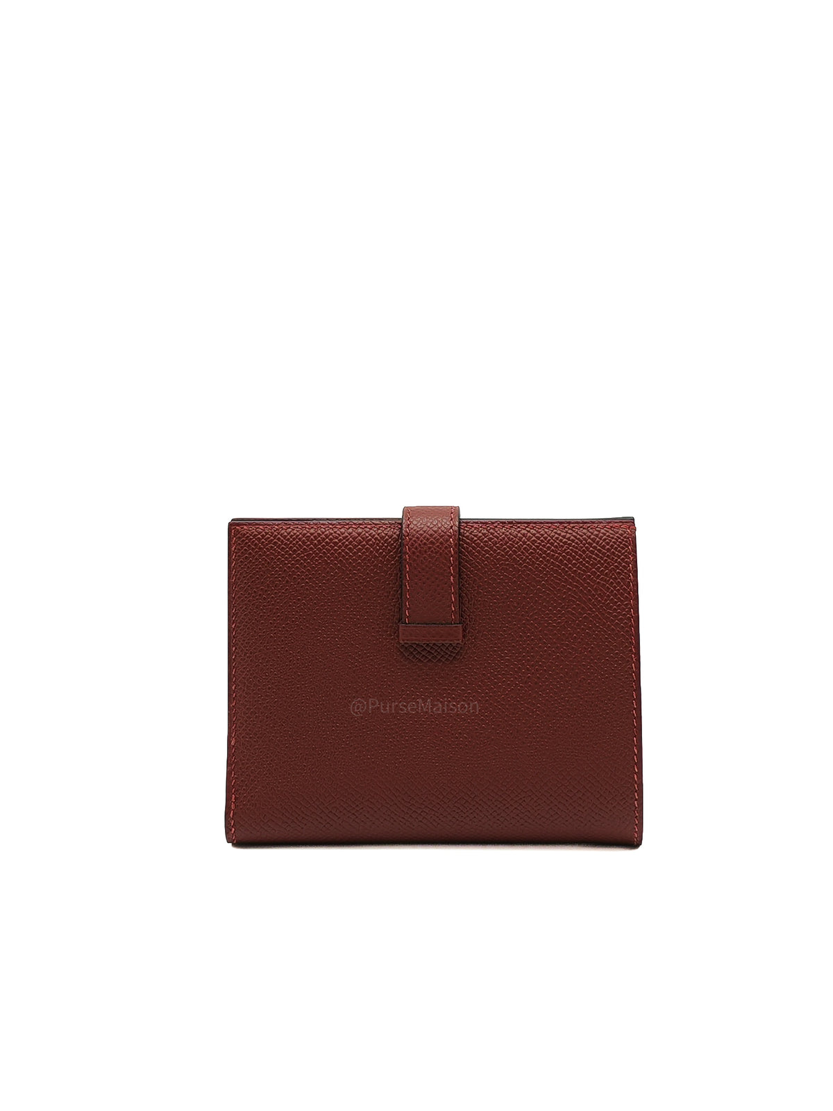 Hermes Bearn Compact Wallet in Rouge Epsom Leather and Palladium Hardware Stamp W (2024) | Purse Maison Luxury Bags Shop