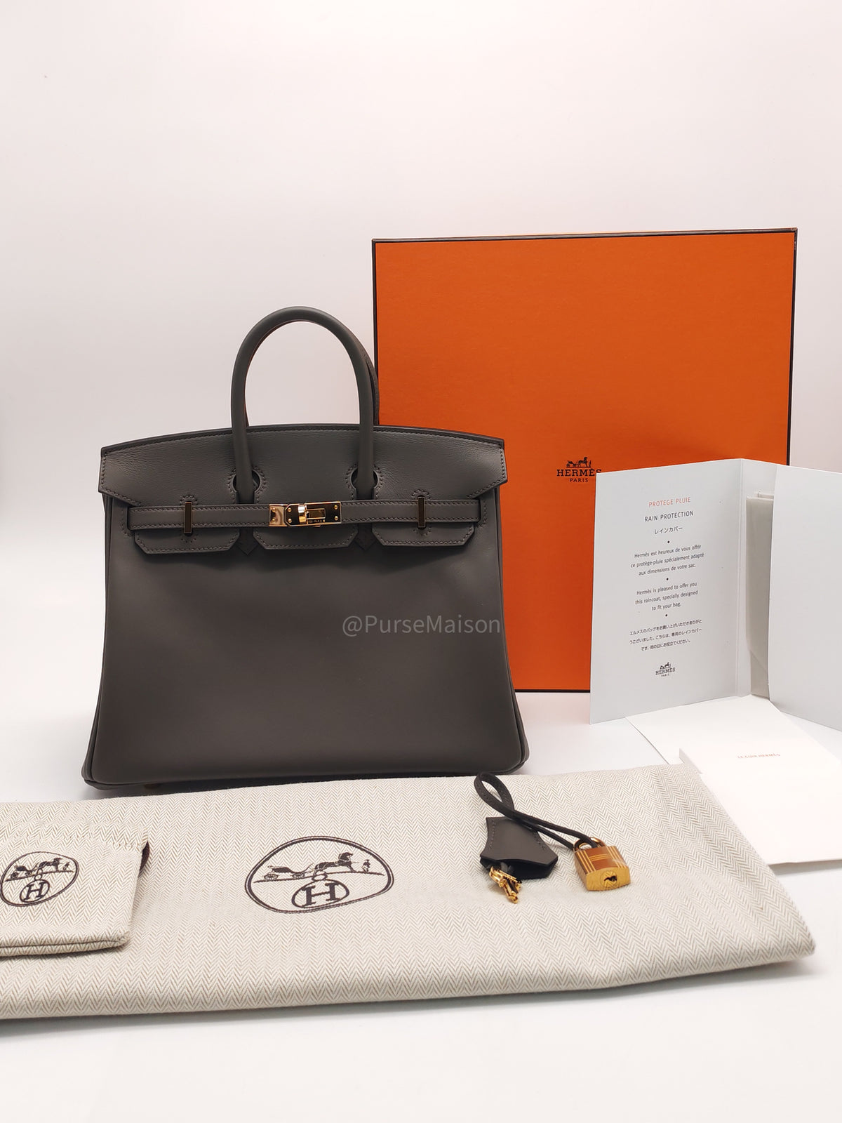 Hermes Birkin 25 in Etain Swift Leather and Gold Hardware Stamp K (2025) | Purse Maison Luxury Bags Shop