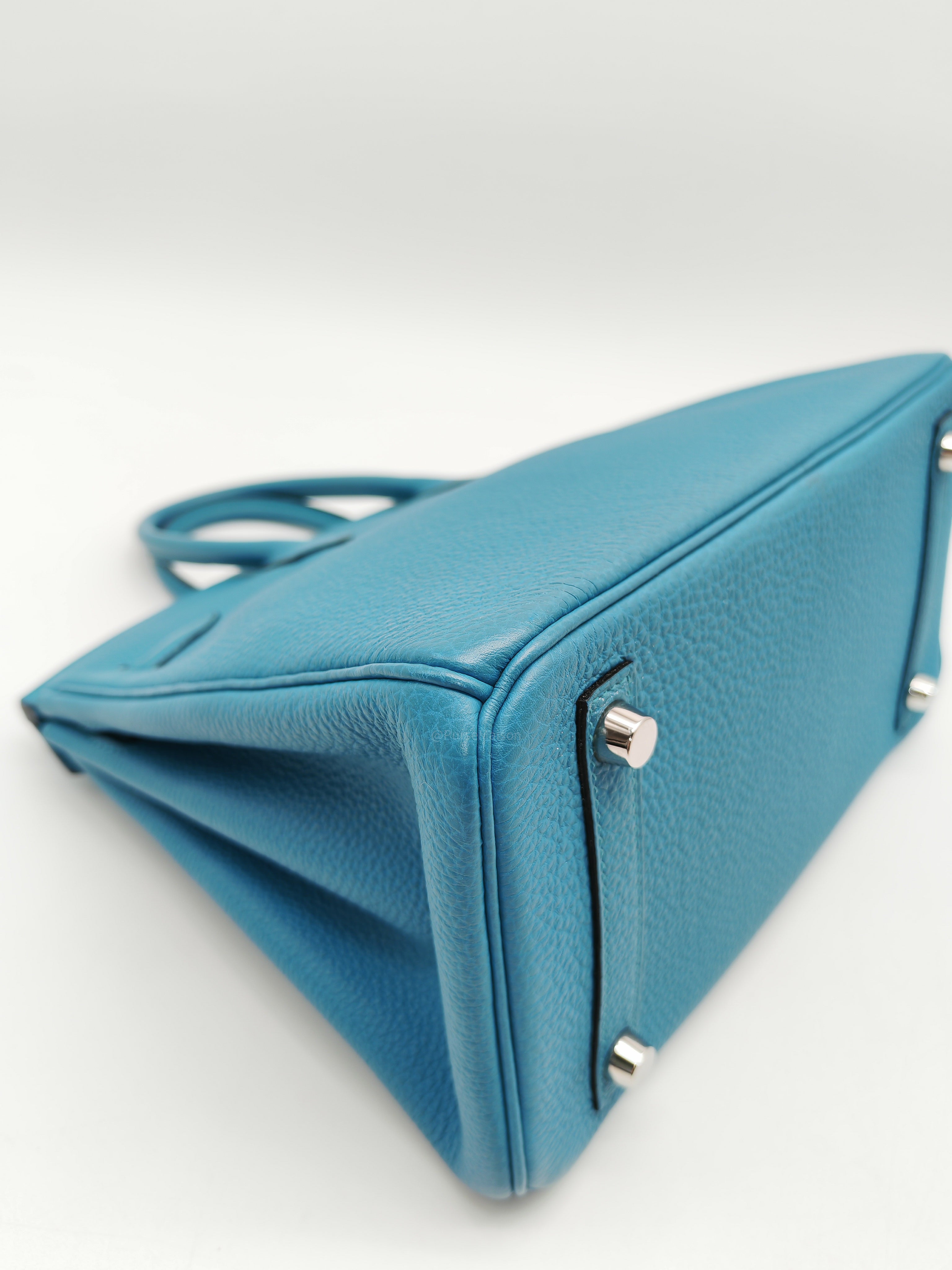 Hermes Birkin 25 in Turquoise Blue Togo Leather Palladium Hardware Stamp C(2018) | Purse Maison Luxury Bags Shop