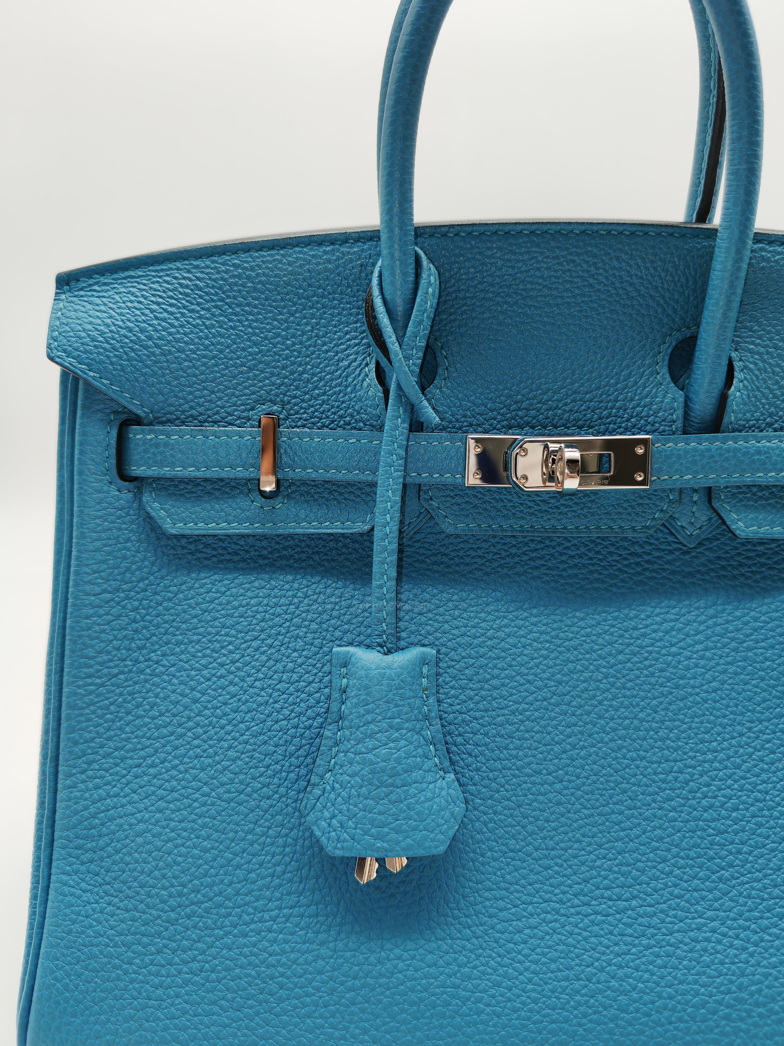 Hermes Birkin 25 in Turquoise Blue Togo Leather Palladium Hardware Stamp C(2018) | Purse Maison Luxury Bags Shop