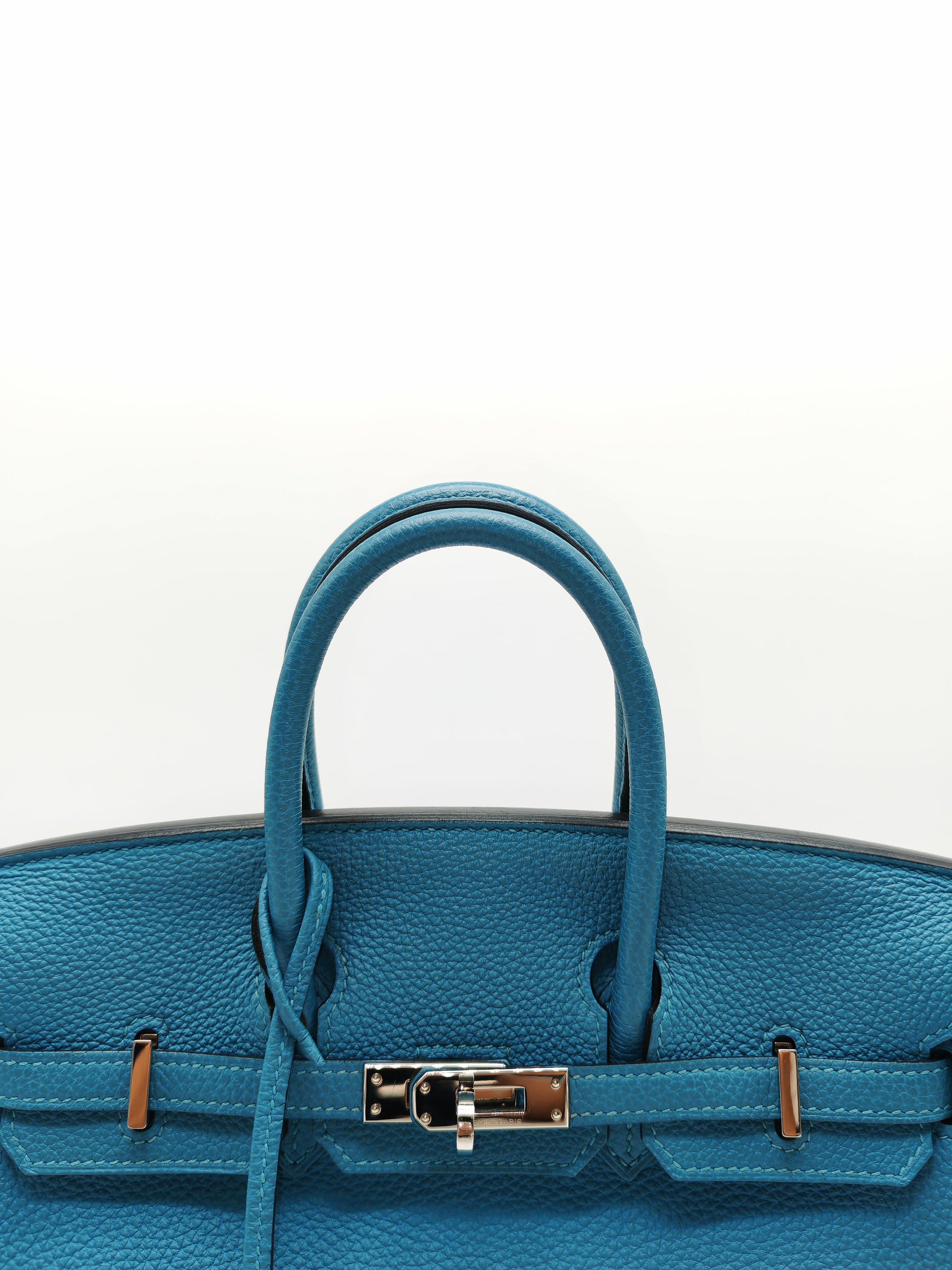 Hermes Birkin 25 in Turquoise Blue Togo Leather Palladium Hardware Stamp C(2018) | Purse Maison Luxury Bags Shop