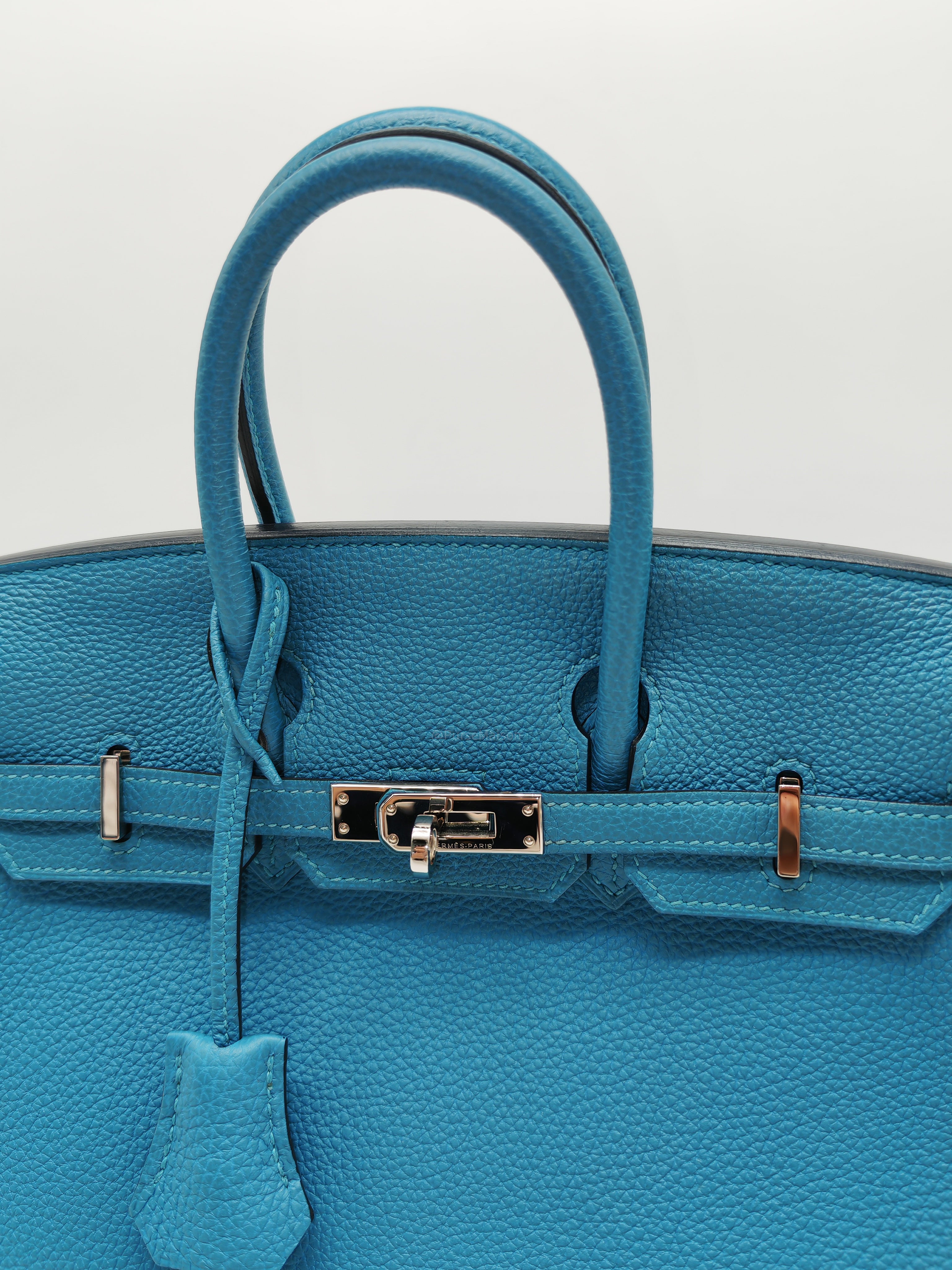 Hermes Birkin 25 in Turquoise Blue Togo Leather Palladium Hardware Stamp C(2018) | Purse Maison Luxury Bags Shop