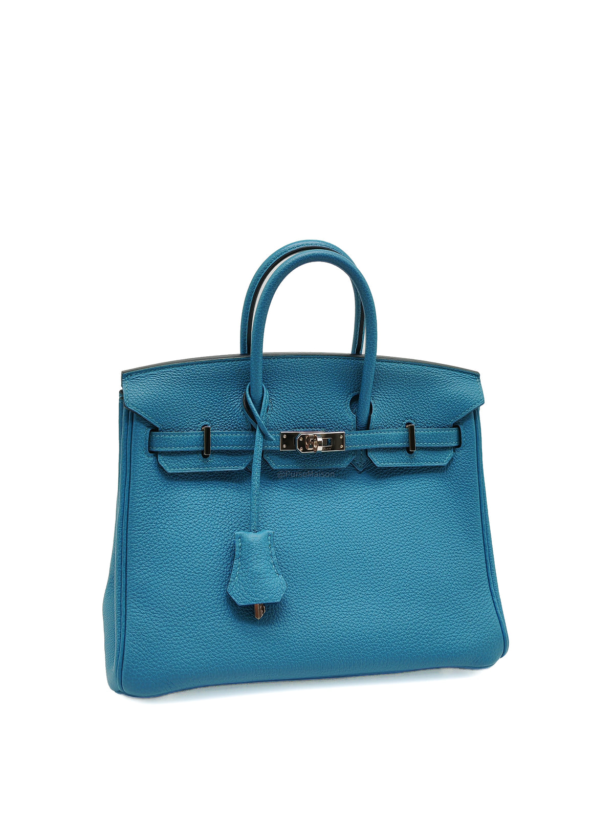 Hermes Birkin 25 in Turquoise Blue Togo Leather Palladium Hardware Stamp C(2018) | Purse Maison Luxury Bags Shop