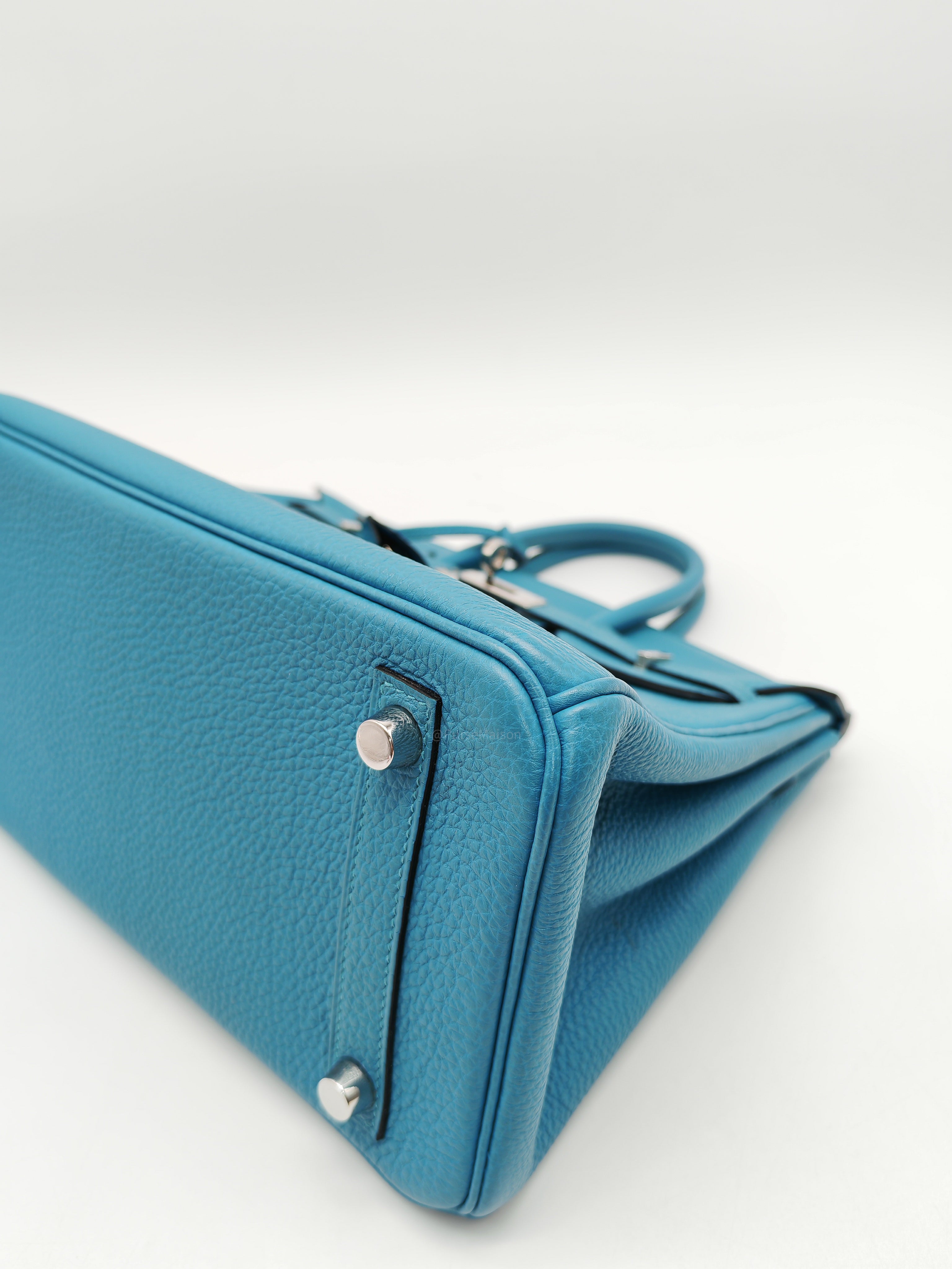 Hermes Birkin 25 in Turquoise Blue Togo Leather Palladium Hardware Stamp C(2018) | Purse Maison Luxury Bags Shop