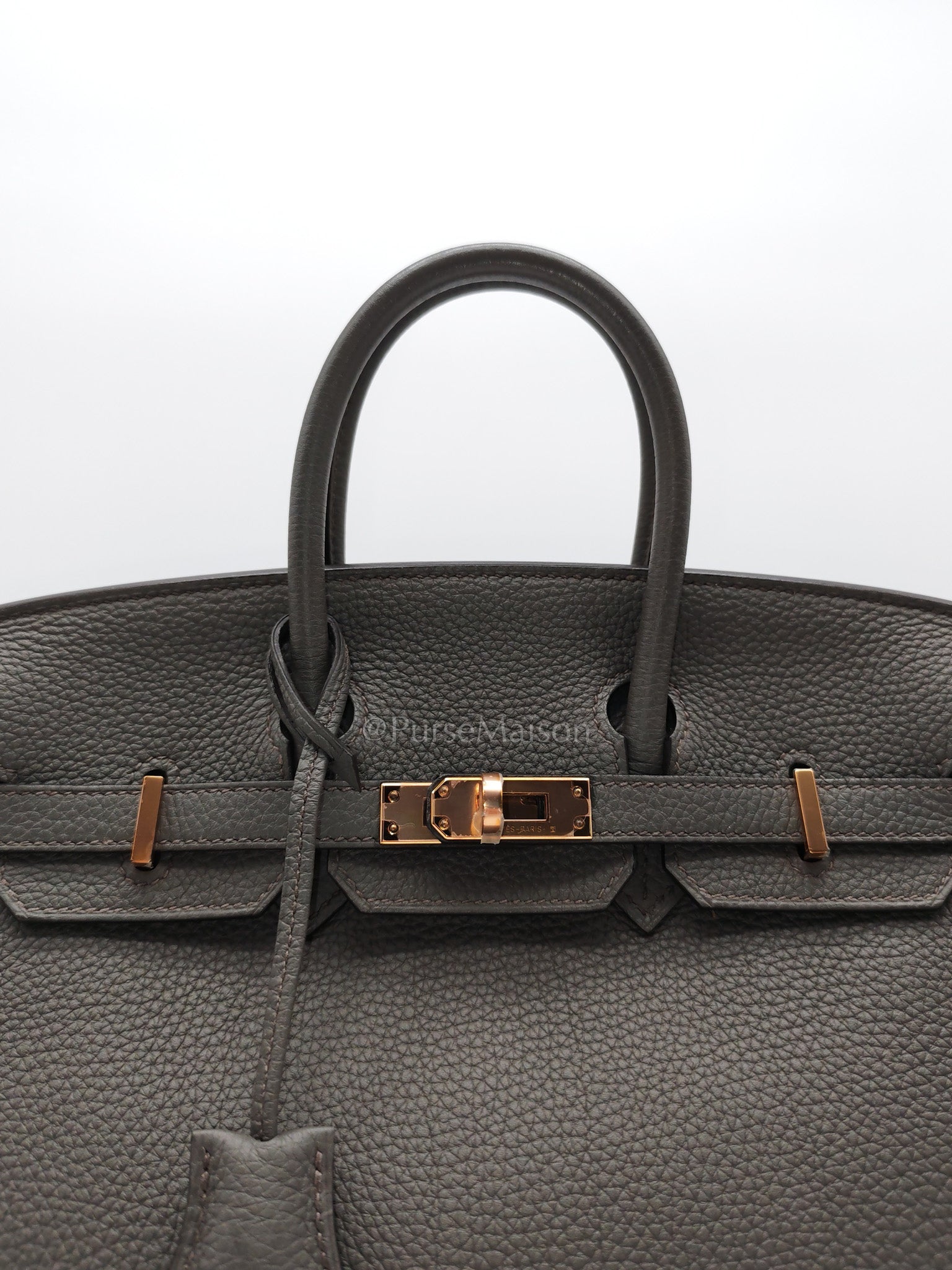 Birkin 25 Retourne Etain in Togo Leather and Rose Gold Hardware Stamp Z (2021) | Purse Maison Luxury Bags Shop