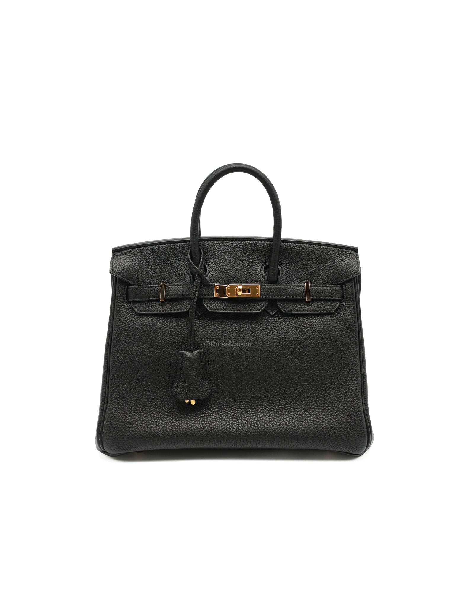 Hermes Birkin 25 Retourne in Black Togo Leather and Rose Gold Hardware Stamp D (2019) | Purse Maison Luxury Bags Shop