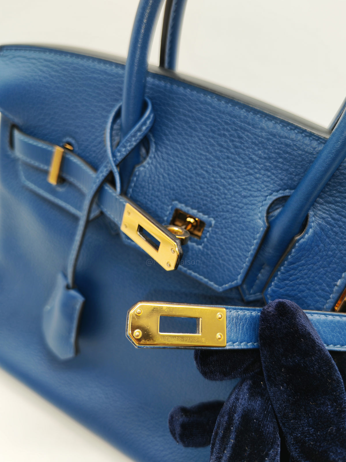 Hermes Birkin 25 Retourne in Bleu Saphire Taurillon Navillo Leather Gold Hardware Stamp D(2019) | Purse Maison Luxury Bags Shop