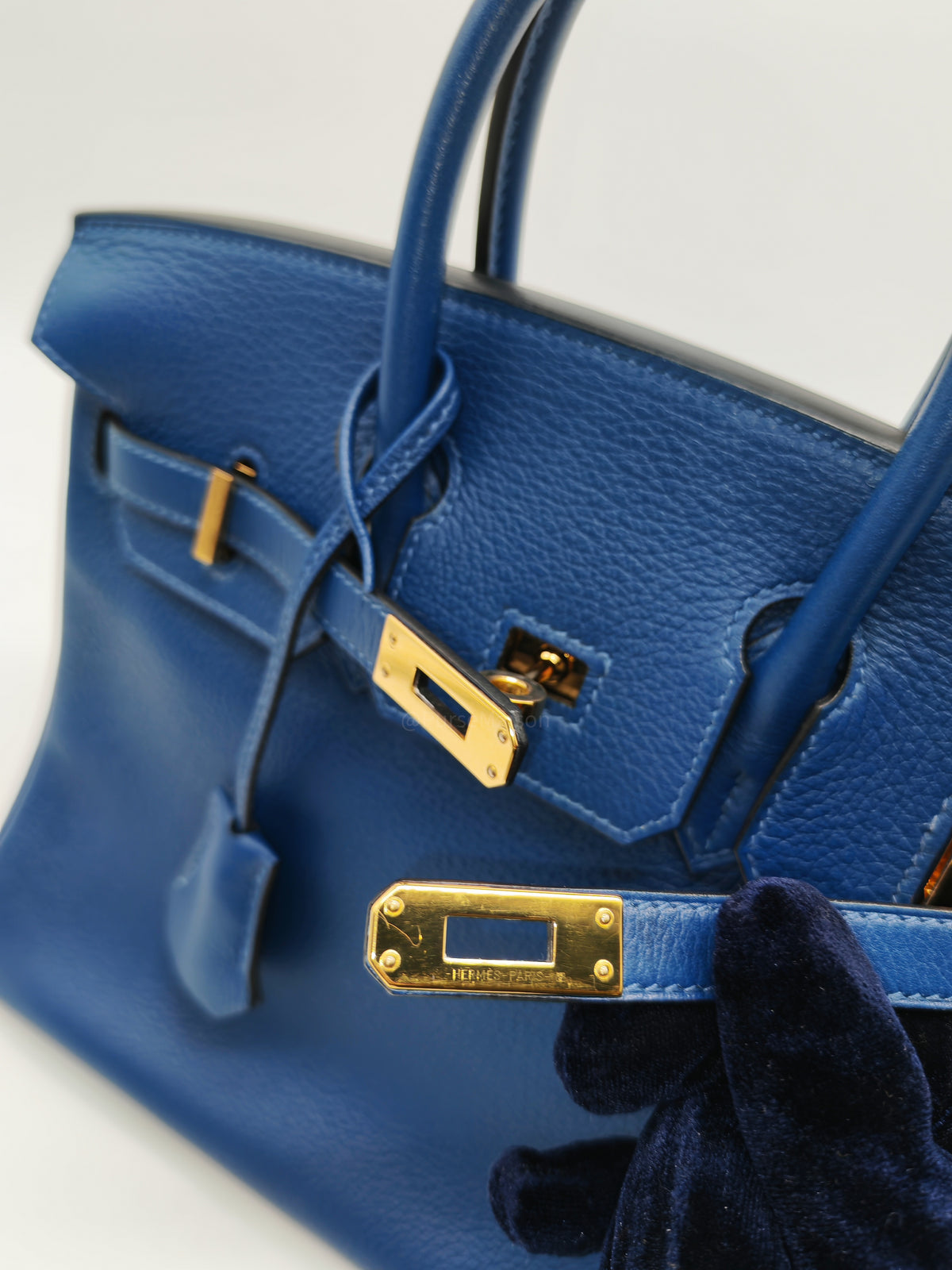 Hermes Birkin 25 Retourne in Bleu Saphire Taurillon Navillo Leather Gold Hardware Stamp D(2019) | Purse Maison Luxury Bags Shop