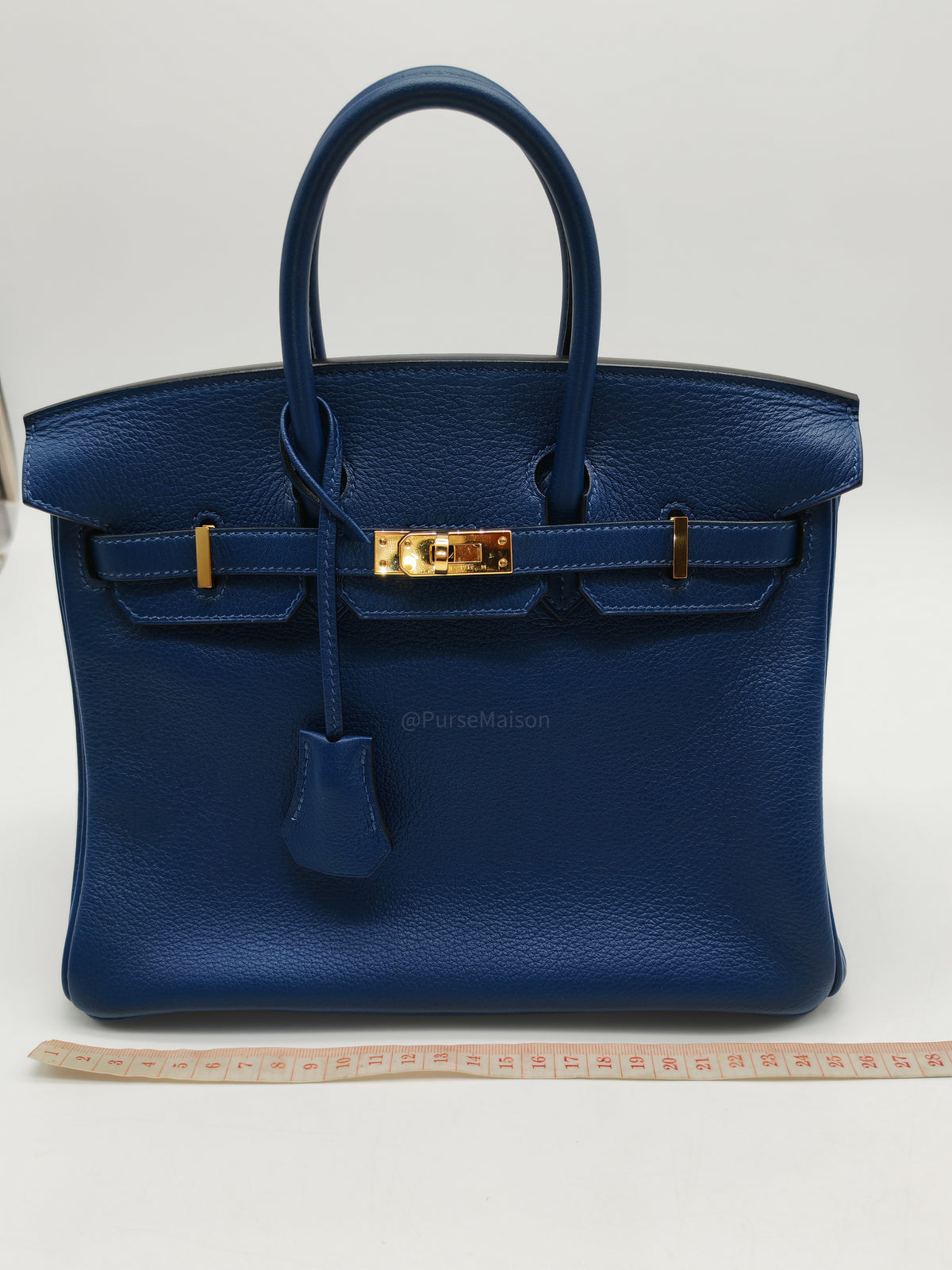 Hermes Birkin 25 Retourne in Bleu Saphire Taurillon Navillo Leather Gold Hardware Stamp D(2019) | Purse Maison Luxury Bags Shop