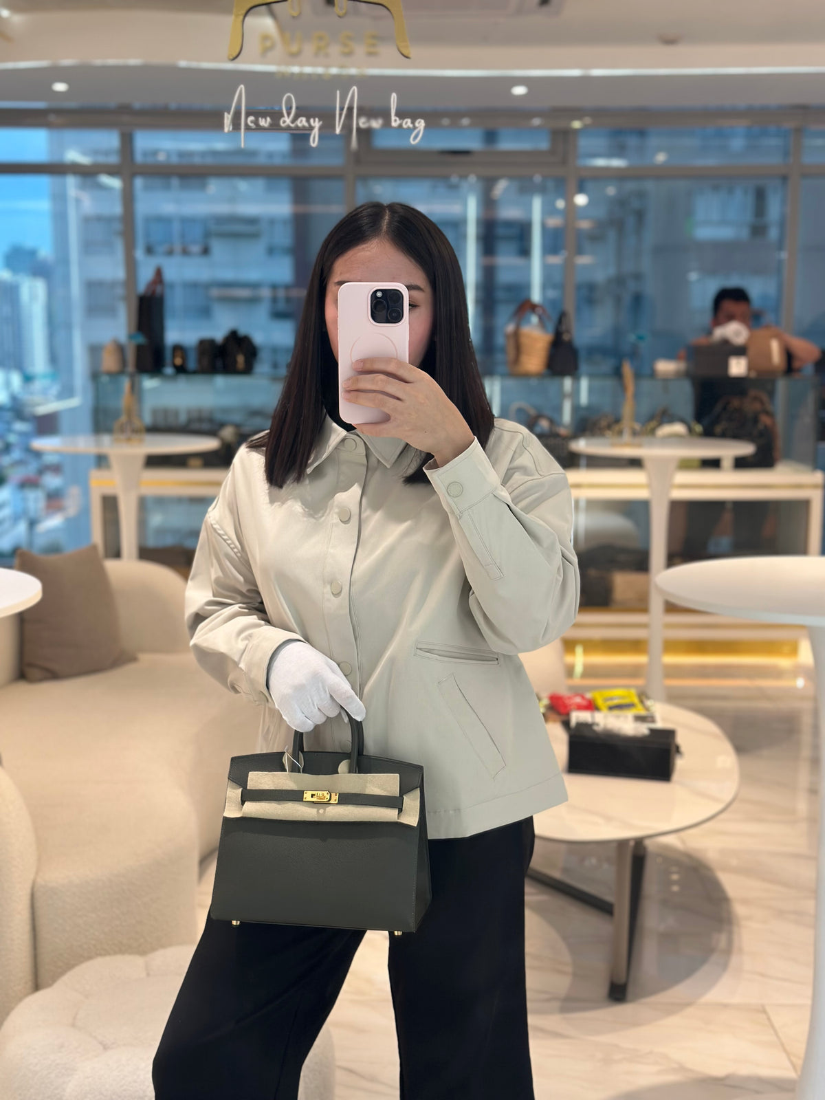 Hermes Birkin 25 Sellier in Vert De Gris Epsom Leather Gold Hardware Stamp Z(2021) | Purse Maison Luxury Bags Shop