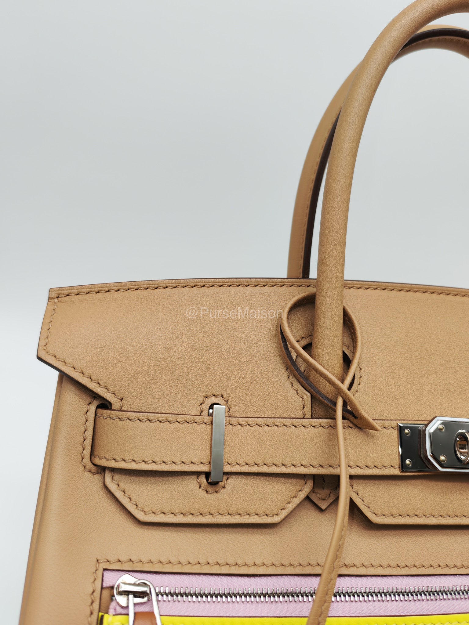 Hermès Birkin 30 Colormatic Chai/Lime/Blue Brume/Cassis Swift Leather Palladium Hardware Stamp U(2022) | Purse Maison Luxury Bags Shop