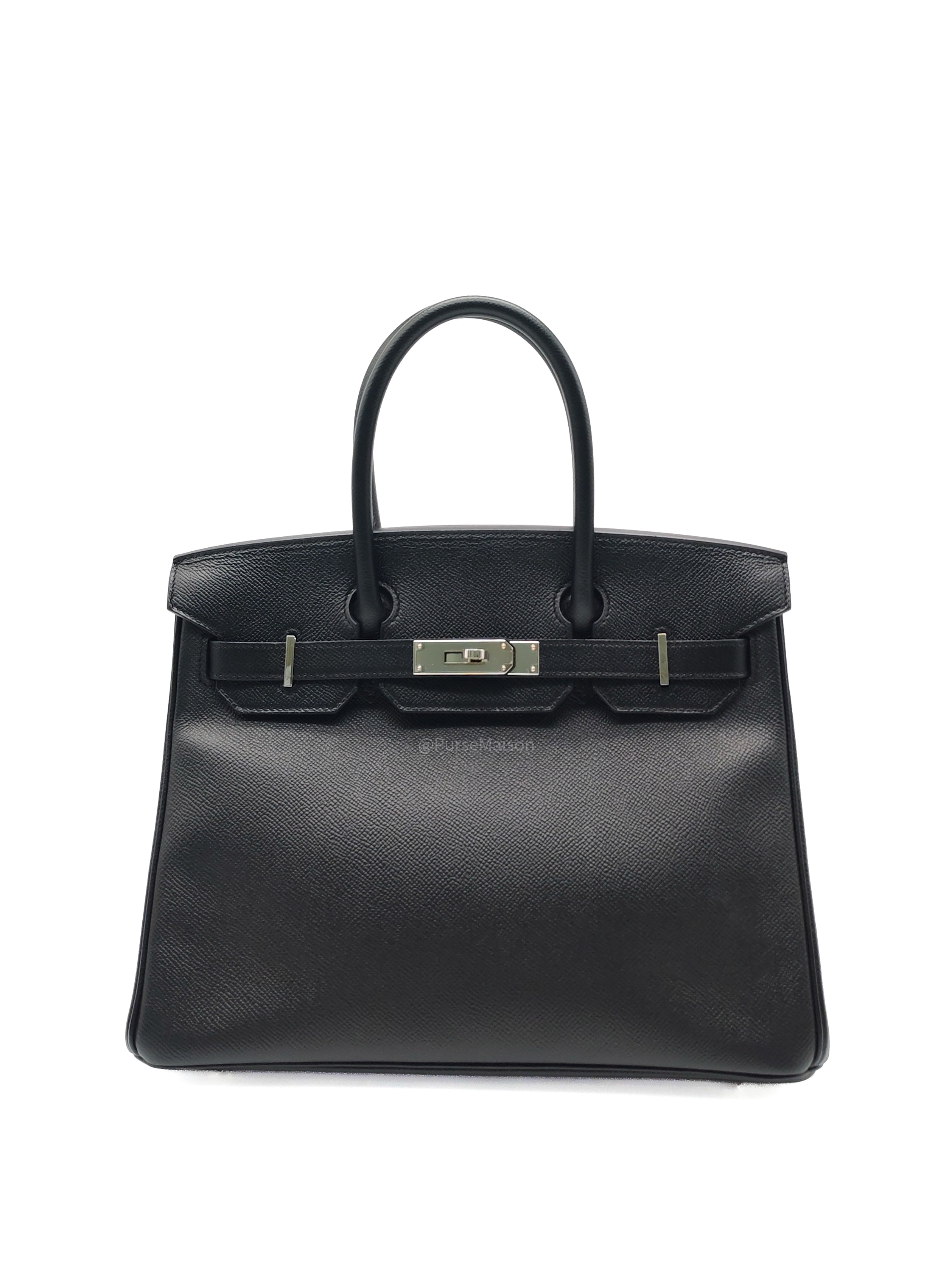 Hermes Birkin 30 in Black Epsom Leather and Palladium Hardware Stamp C (2018) | Purse Maison Luxury Bags Shop