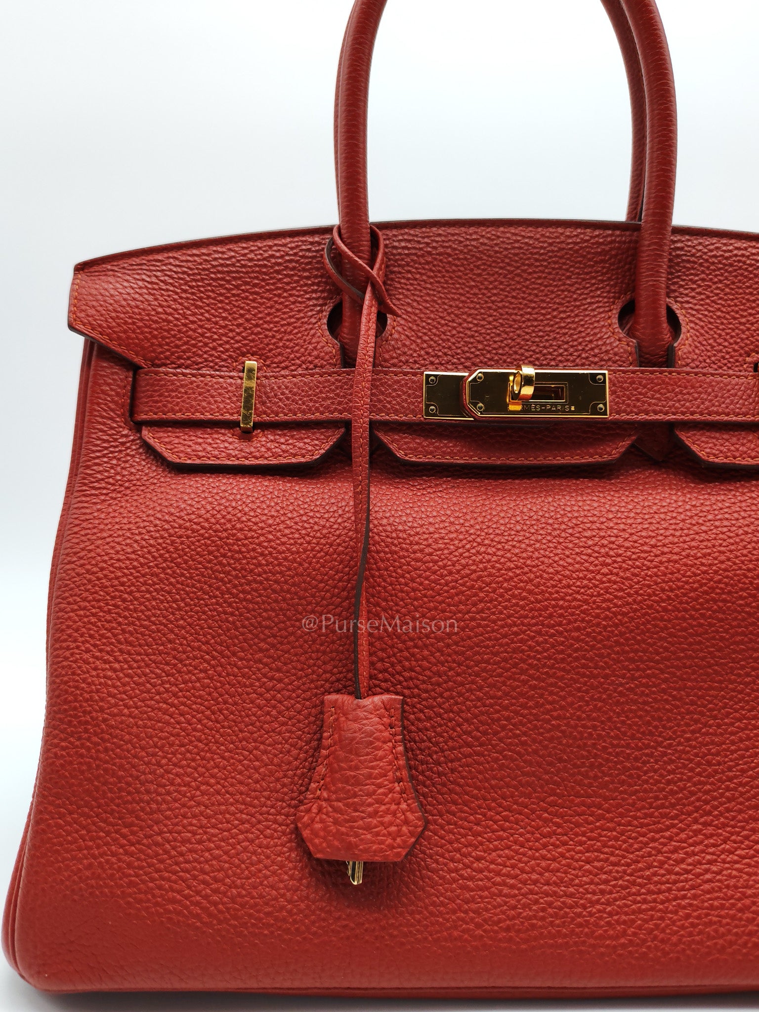 Birkin 30 in Red Togo Leather Gold Hardware Stamp T(2016) | Purse Maison Luxury Bags Shop