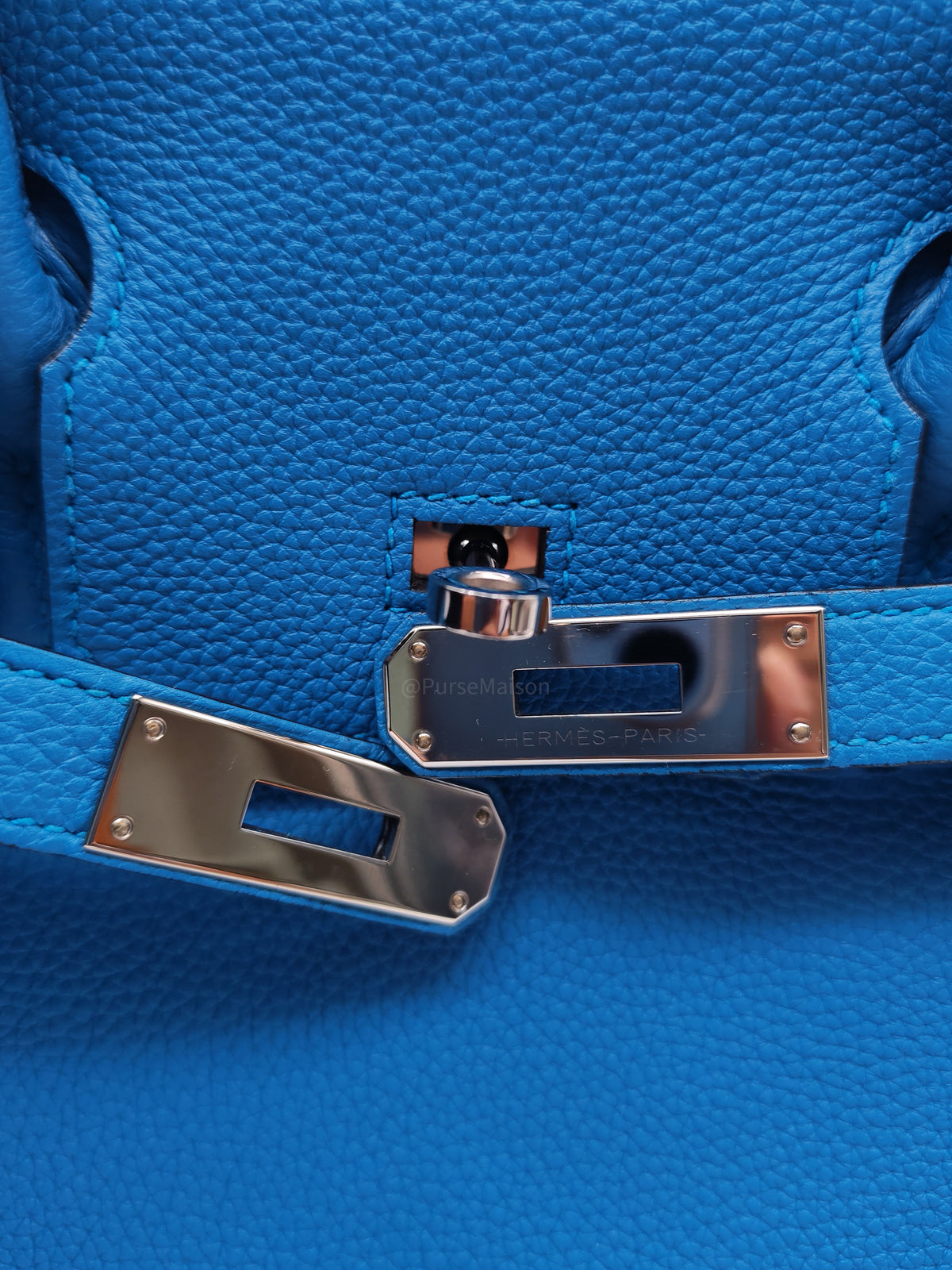 Hermes Birkin 30 Retourne Dual Color in Blue Zanzibar Verso and Milachite Togo Leather Palladium Hardware Stamp A(2017) | Purse Maison Luxury Bags Shop