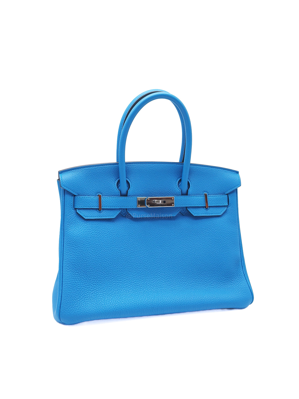 Hermes Birkin 30 Retourne Dual Color in Blue Zanzibar Verso and Milachite Togo Leather Palladium Hardware Stamp A(2017) | Purse Maison Luxury Bags Shop