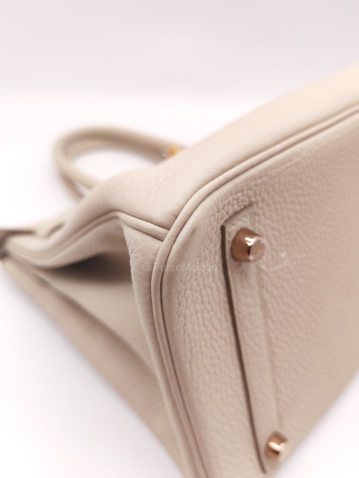 Hermes Birkin 30 Retourne in Nata Clemence Leather and Rose Gold Hardware Stamp D (2019) | Purse Maison Luxury Bags Shop
