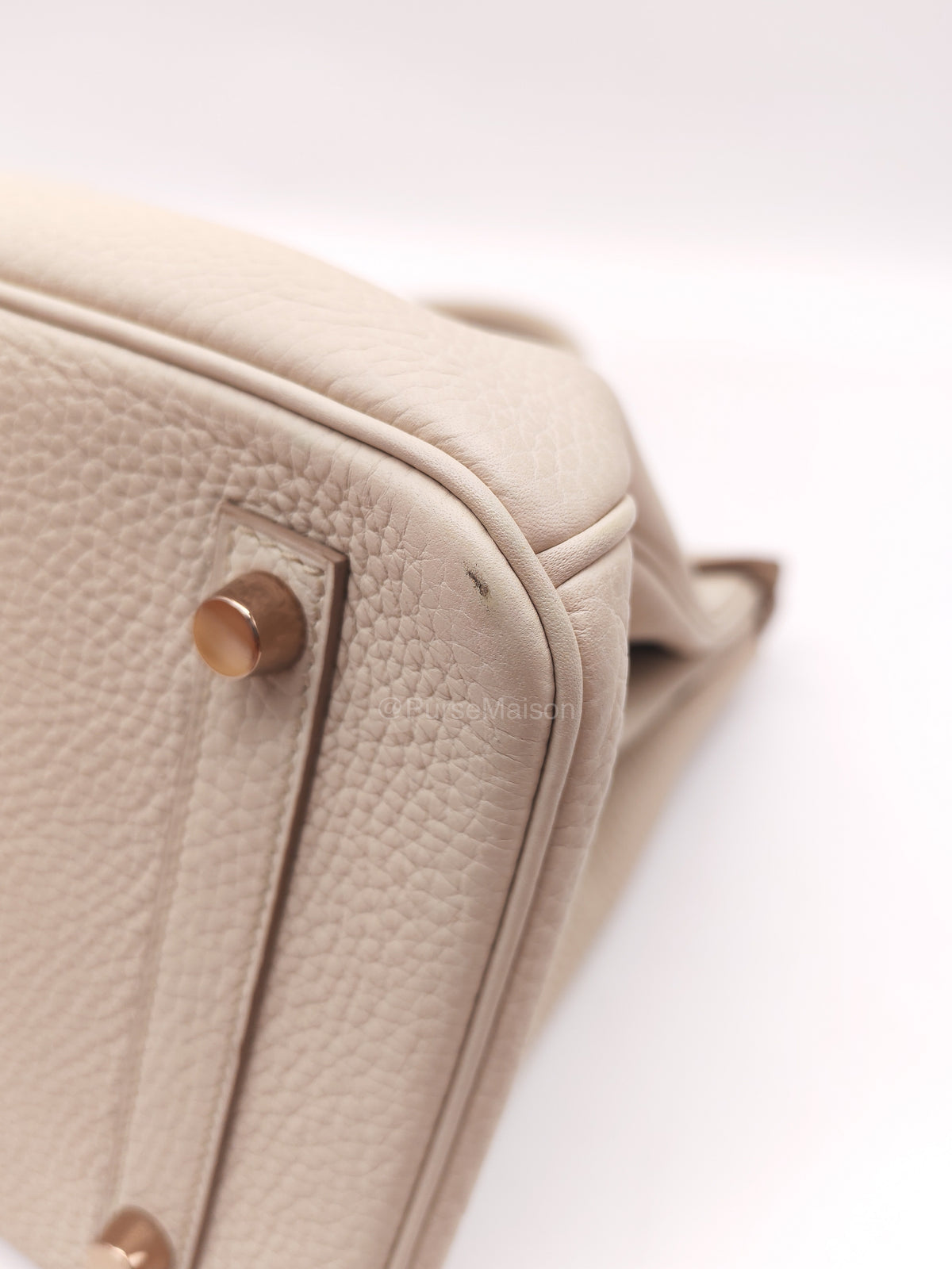 Hermes Birkin 30 Retourne in Nata Clemence Leather and Rose Gold Hardware Stamp D (2019) | Purse Maison Luxury Bags Shop