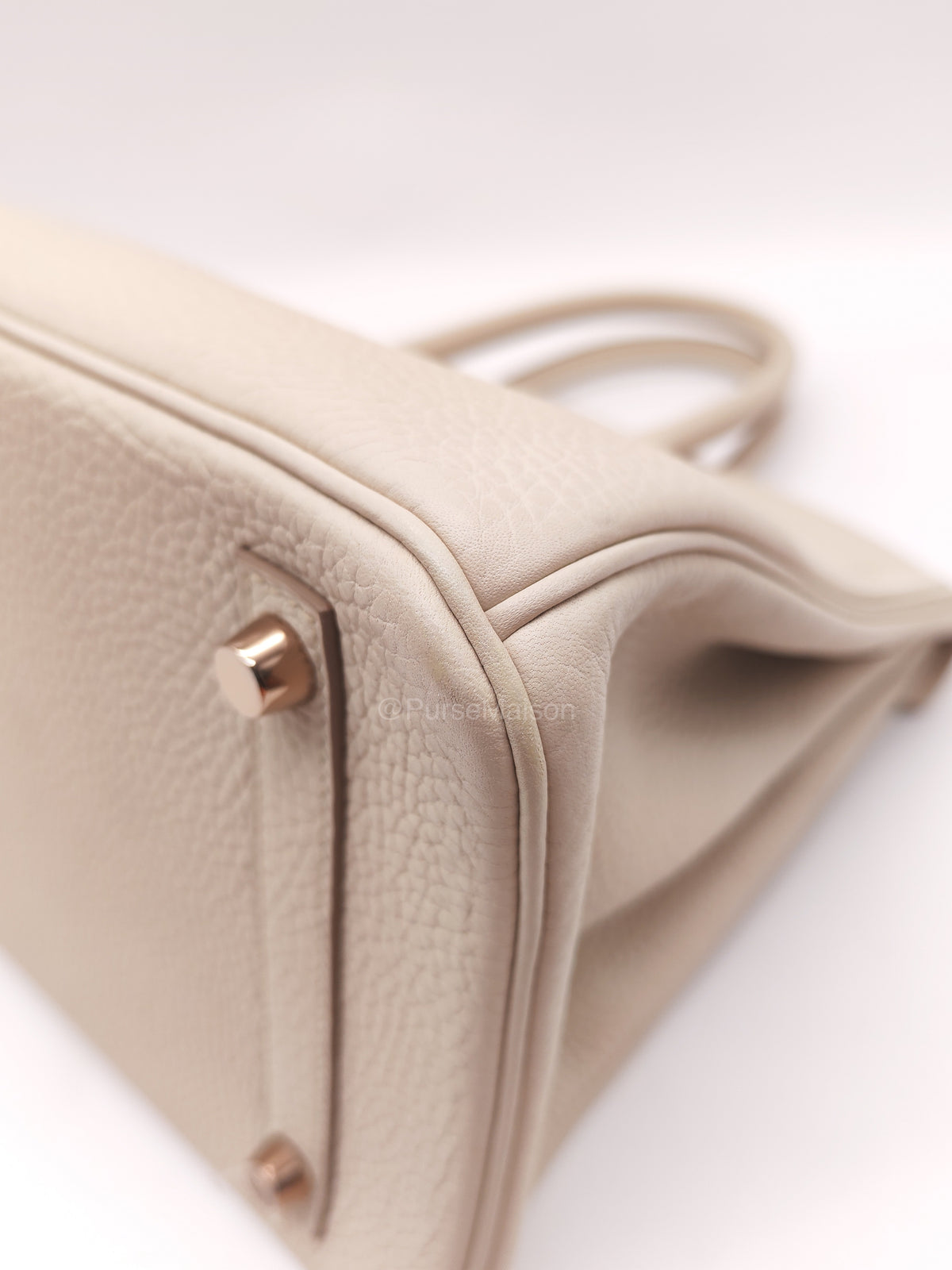 Hermes Birkin 30 Retourne in Nata Clemence Leather and Rose Gold Hardware Stamp D (2019) | Purse Maison Luxury Bags Shop