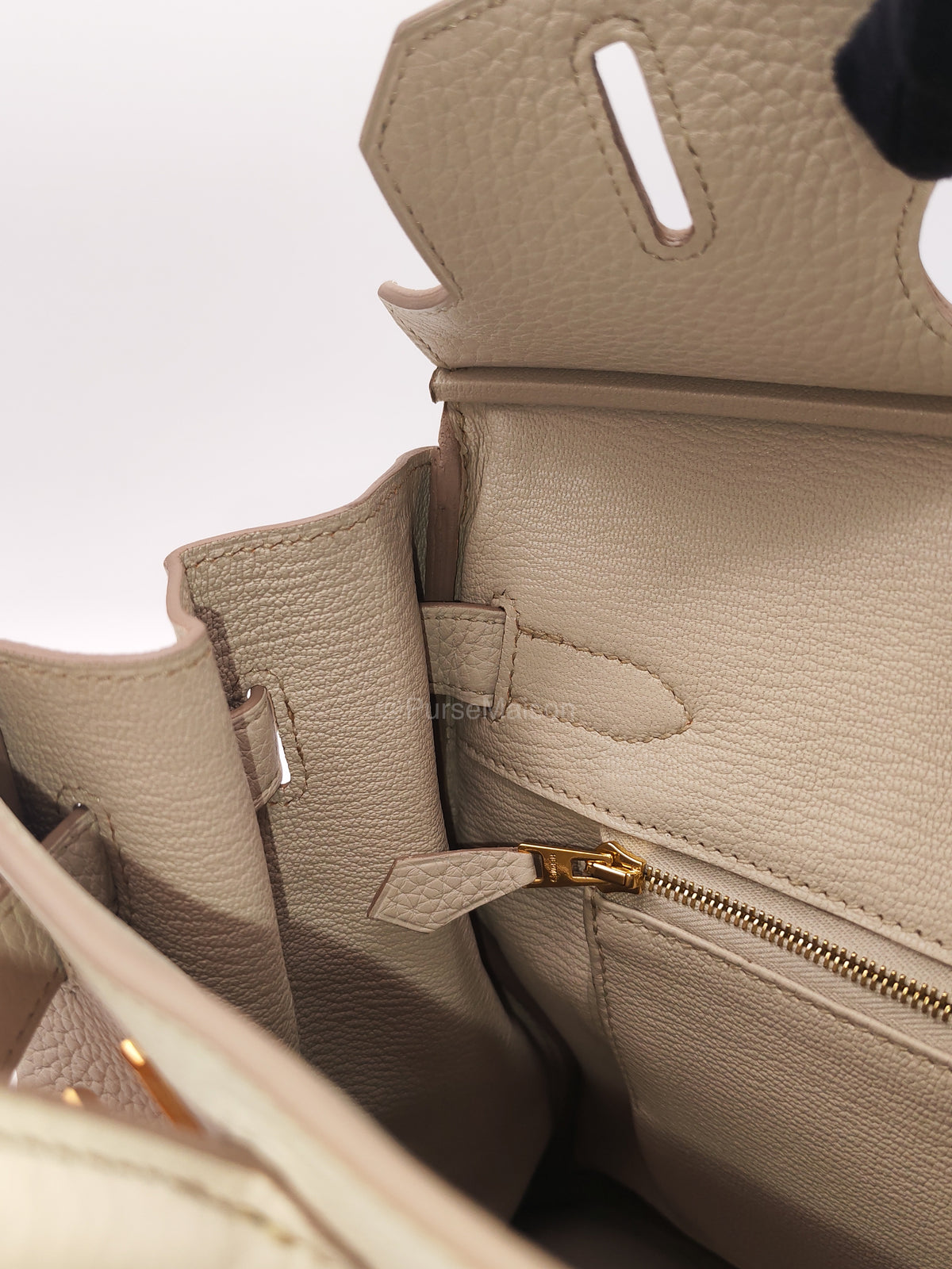 Hermes Birkin 30 Retourne in Nata Clemence Leather and Rose Gold Hardware Stamp D (2019) | Purse Maison Luxury Bags Shop