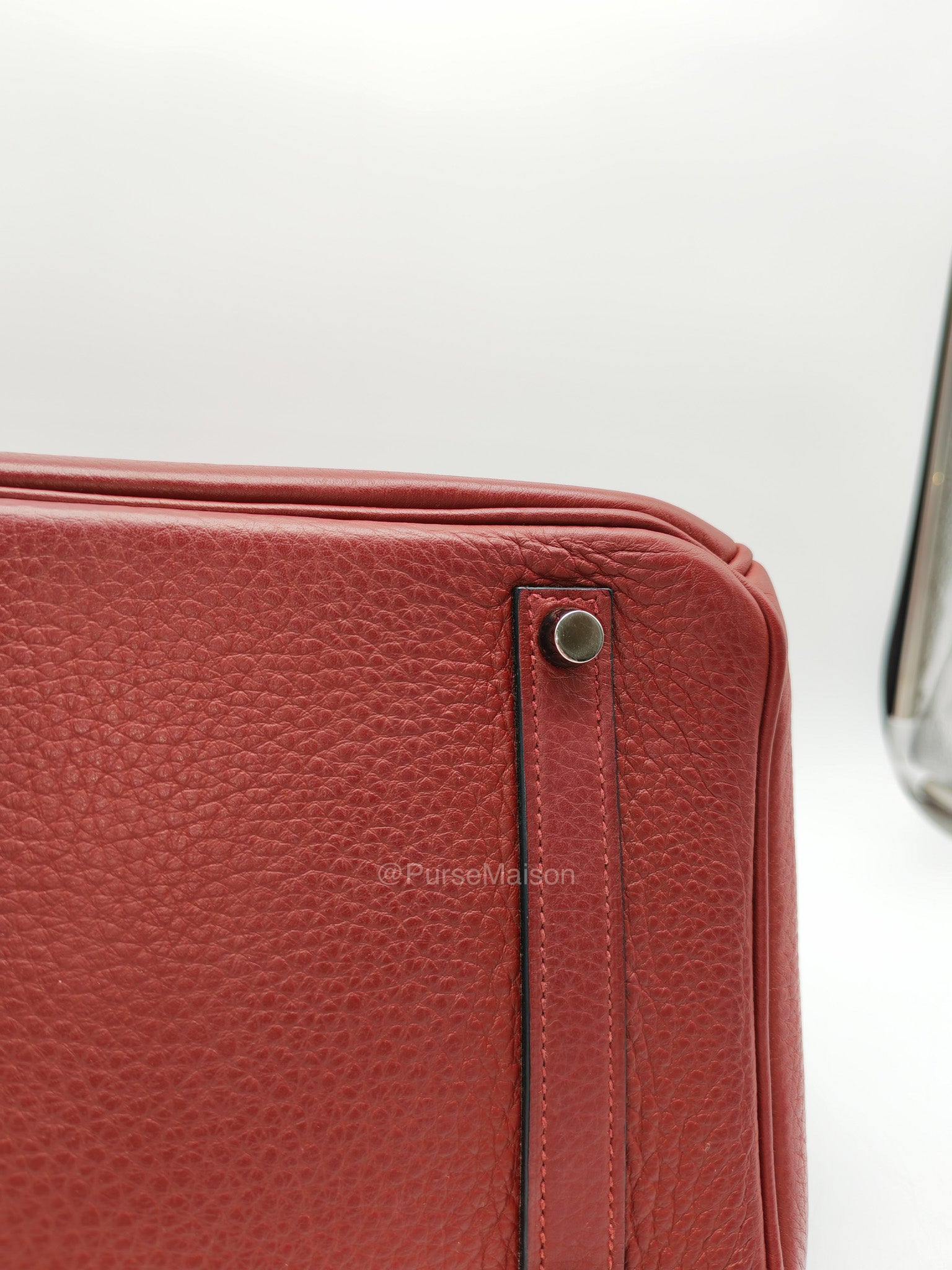 Hermes Birkin 35 in Rubis Clemence Leather Palladium Hardware Stamp Square P(2012) | Purse Maison Luxury Bags Shop