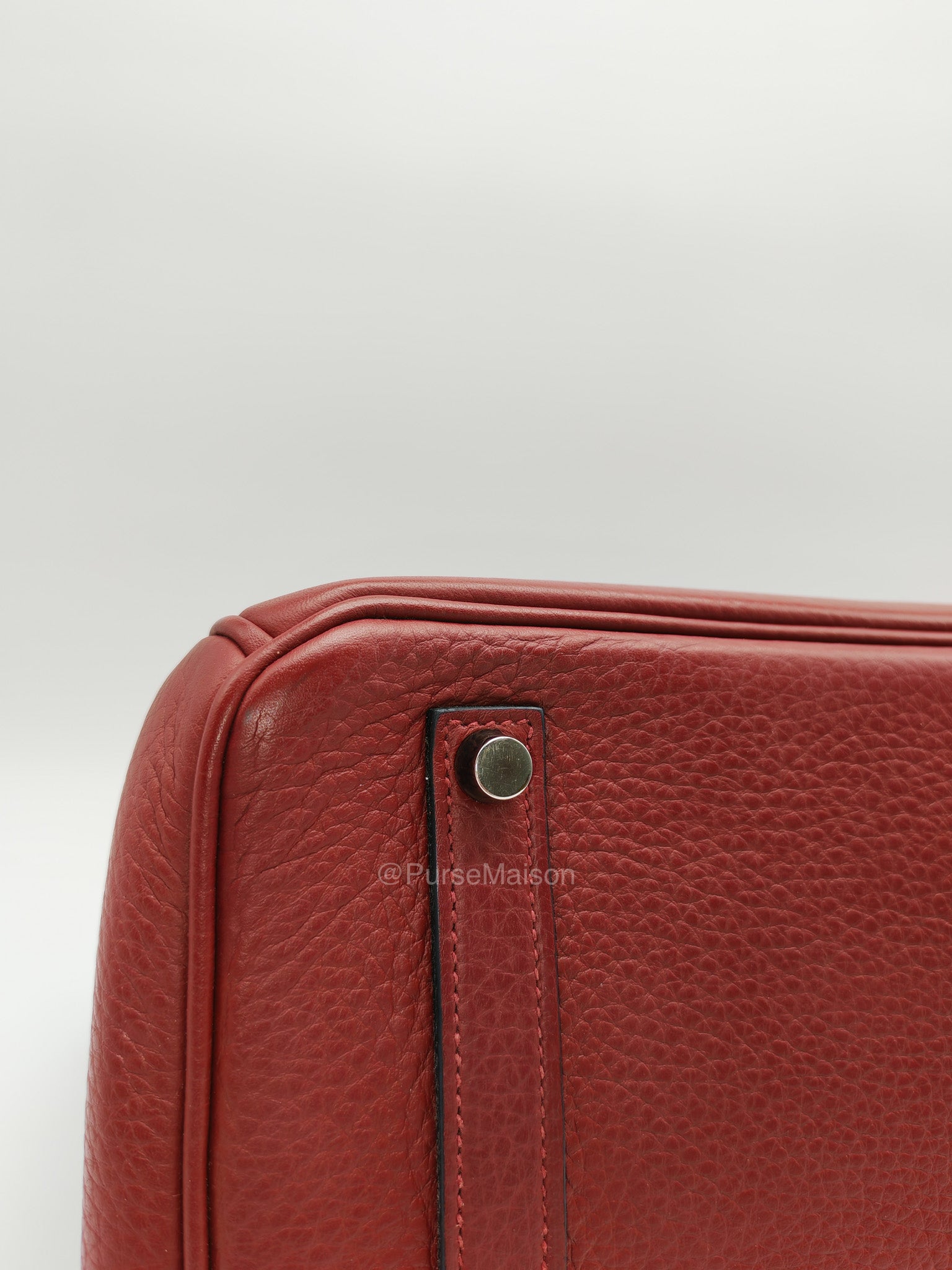 Hermes Birkin 35 in Rubis Clemence Leather Palladium Hardware Stamp Square P(2012) | Purse Maison Luxury Bags Shop