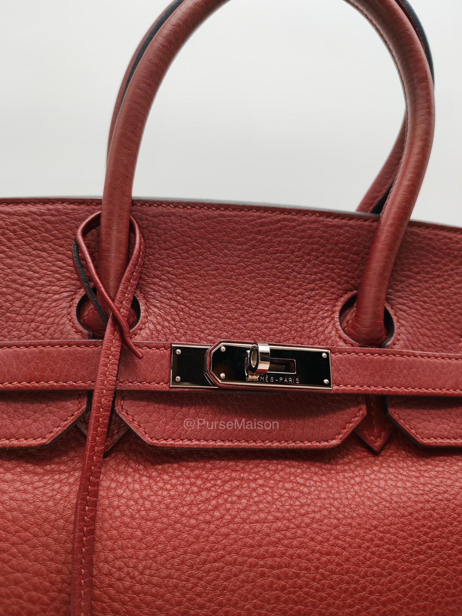 Hermes Birkin 35 in Rubis Clemence Leather Palladium Hardware Stamp Square P(2012) | Purse Maison Luxury Bags Shop