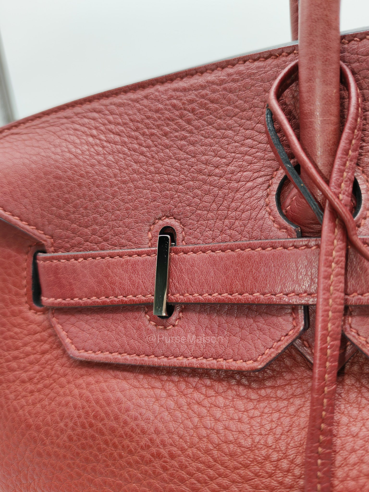 Hermes Birkin 35 in Rubis Clemence Leather Palladium Hardware Stamp Square P(2012) | Purse Maison Luxury Bags Shop