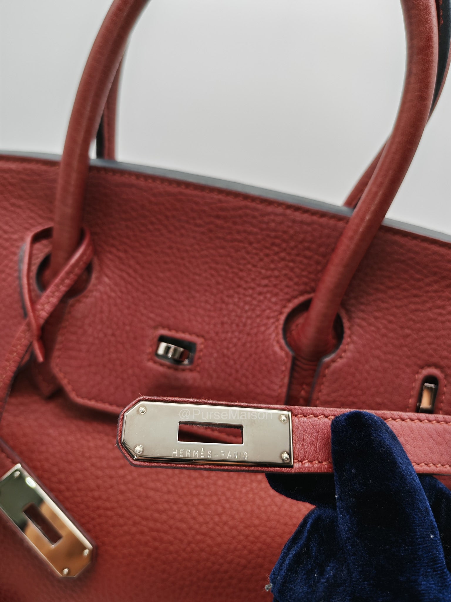 Hermes Birkin 35 in Rubis Clemence Leather Palladium Hardware Stamp Square P(2012) | Purse Maison Luxury Bags Shop