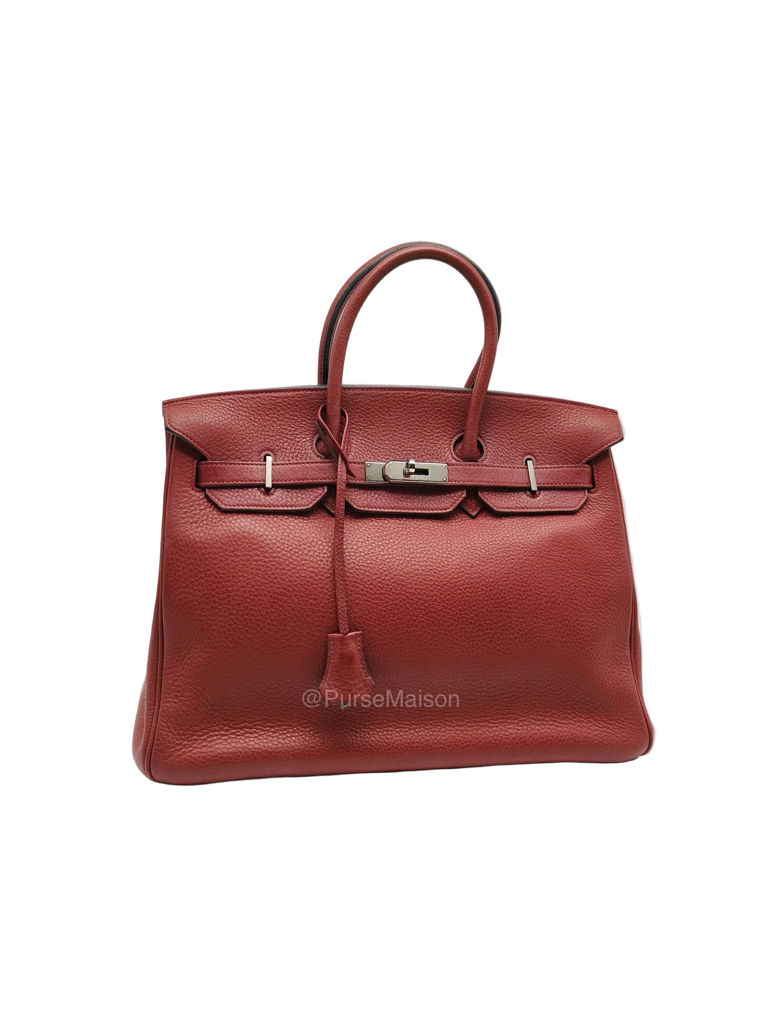Hermes Birkin 35 in Rubis Clemence Leather Palladium Hardware Stamp Square P(2012) | Purse Maison Luxury Bags Shop