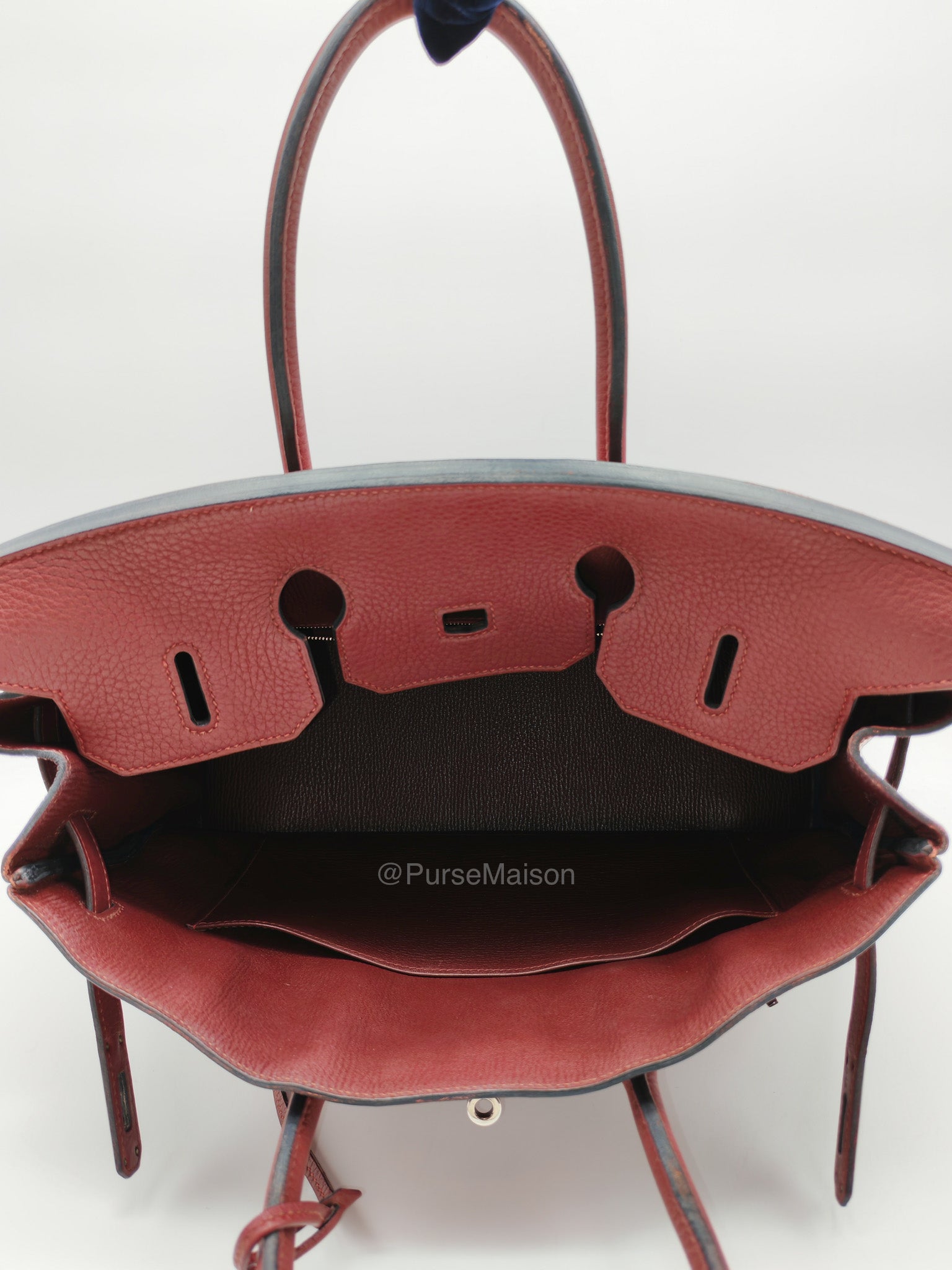 Hermes Birkin 35 in Rubis Clemence Leather Palladium Hardware Stamp Square P(2012) | Purse Maison Luxury Bags Shop