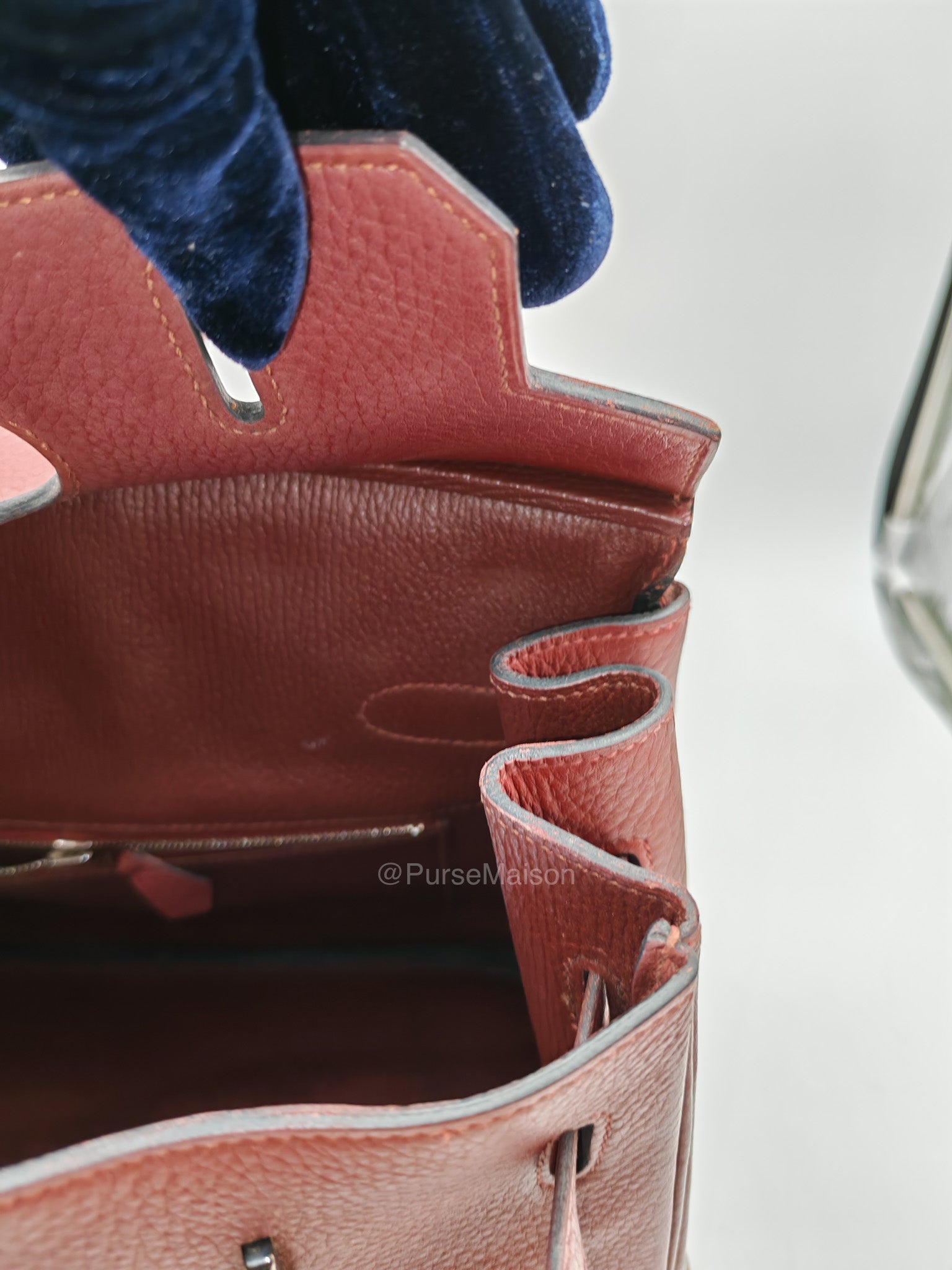 Hermes Birkin 35 in Rubis Clemence Leather Palladium Hardware Stamp Square P(2012) | Purse Maison Luxury Bags Shop