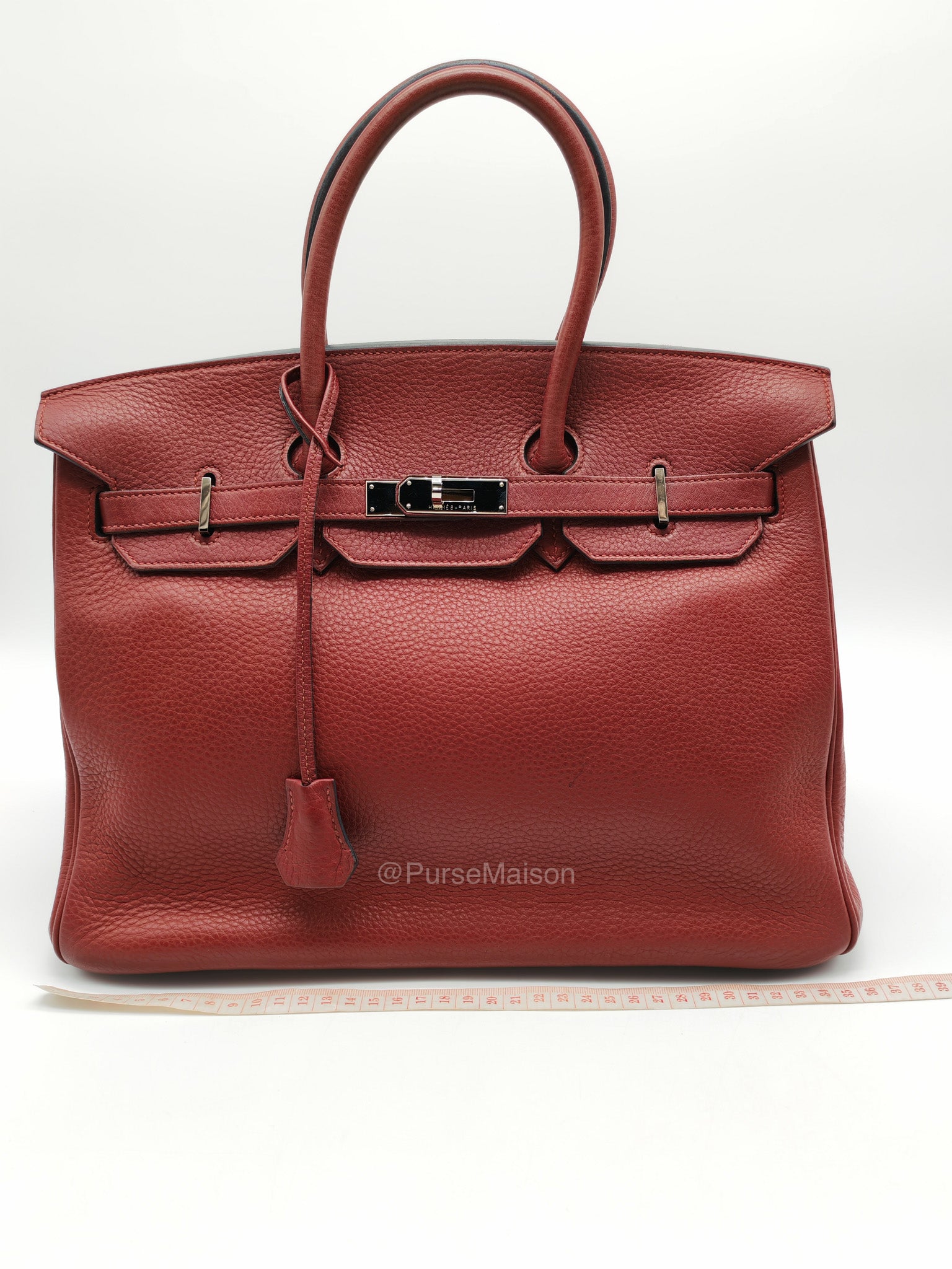 Hermes Birkin 35 in Rubis Clemence Leather Palladium Hardware Stamp Square P(2012) | Purse Maison Luxury Bags Shop