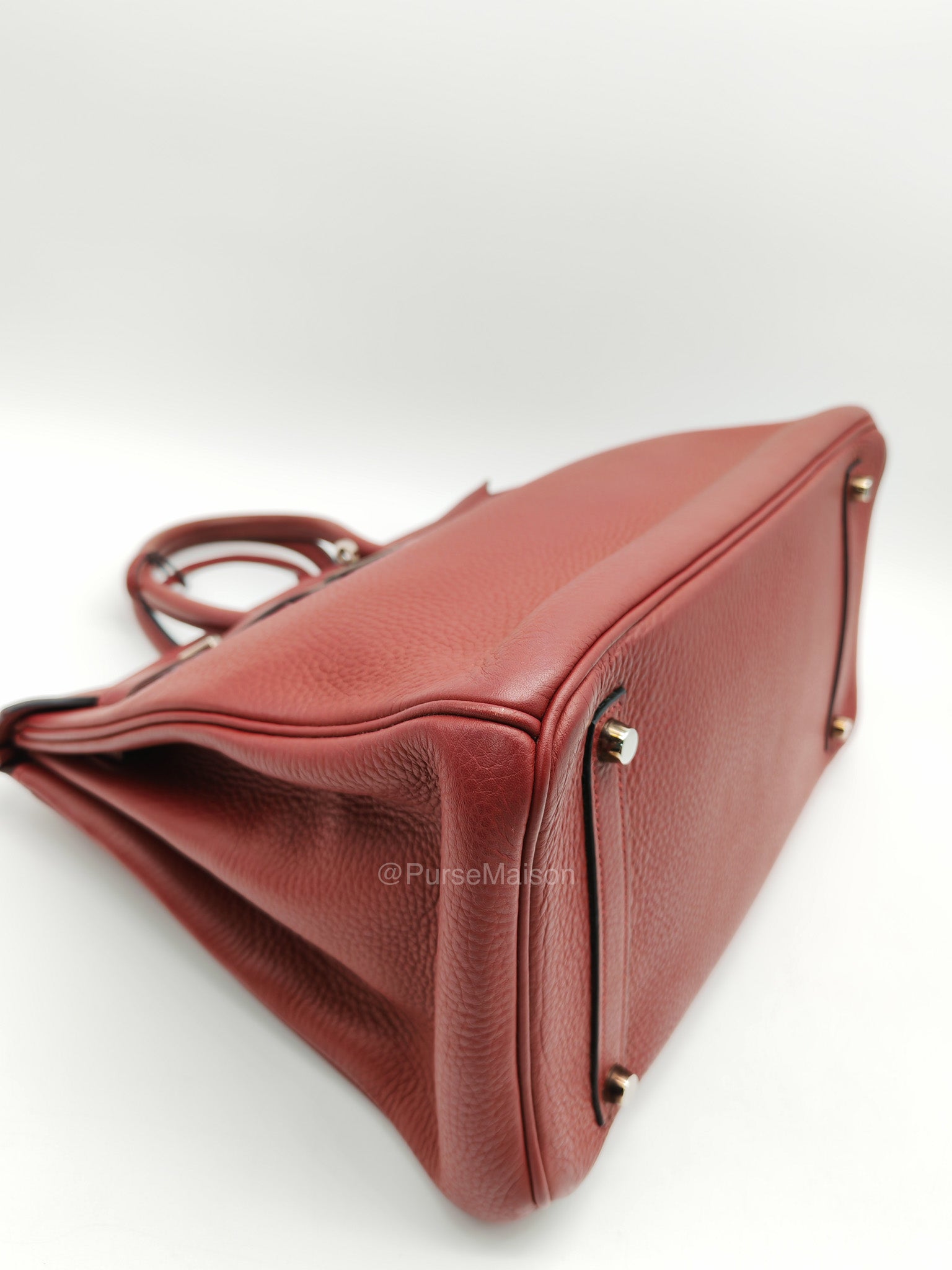 Hermes Birkin 35 in Rubis Clemence Leather Palladium Hardware Stamp Square P(2012) | Purse Maison Luxury Bags Shop