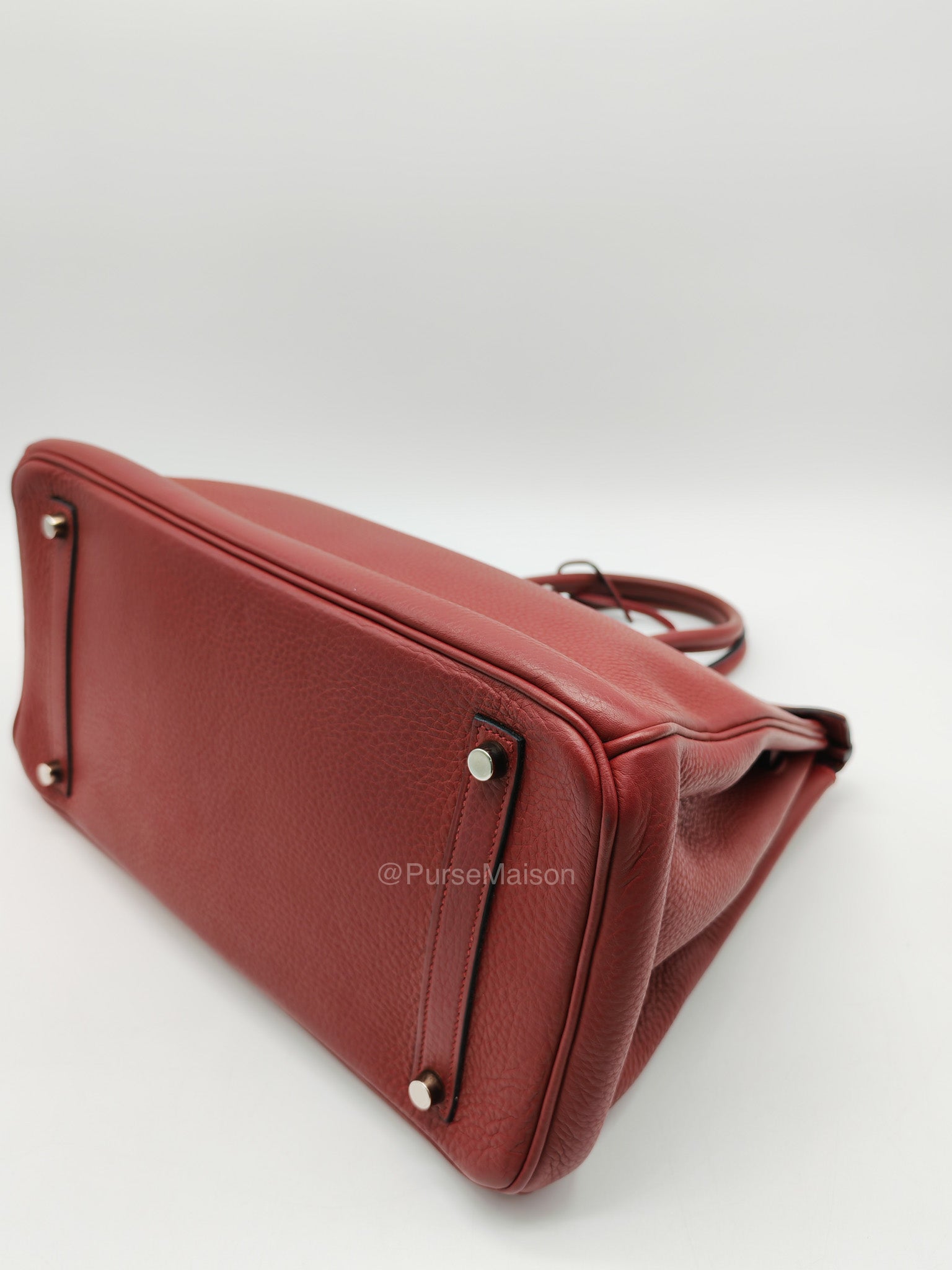Hermes Birkin 35 in Rubis Clemence Leather Palladium Hardware Stamp Square P(2012) | Purse Maison Luxury Bags Shop
