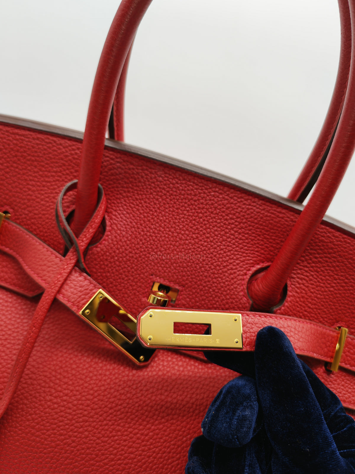 Hermes Birkin 35 Retourne in Rouge Togo Leather in Gold Hardware Stamp A (2017) | Purse Maison Luxury Bags Shop