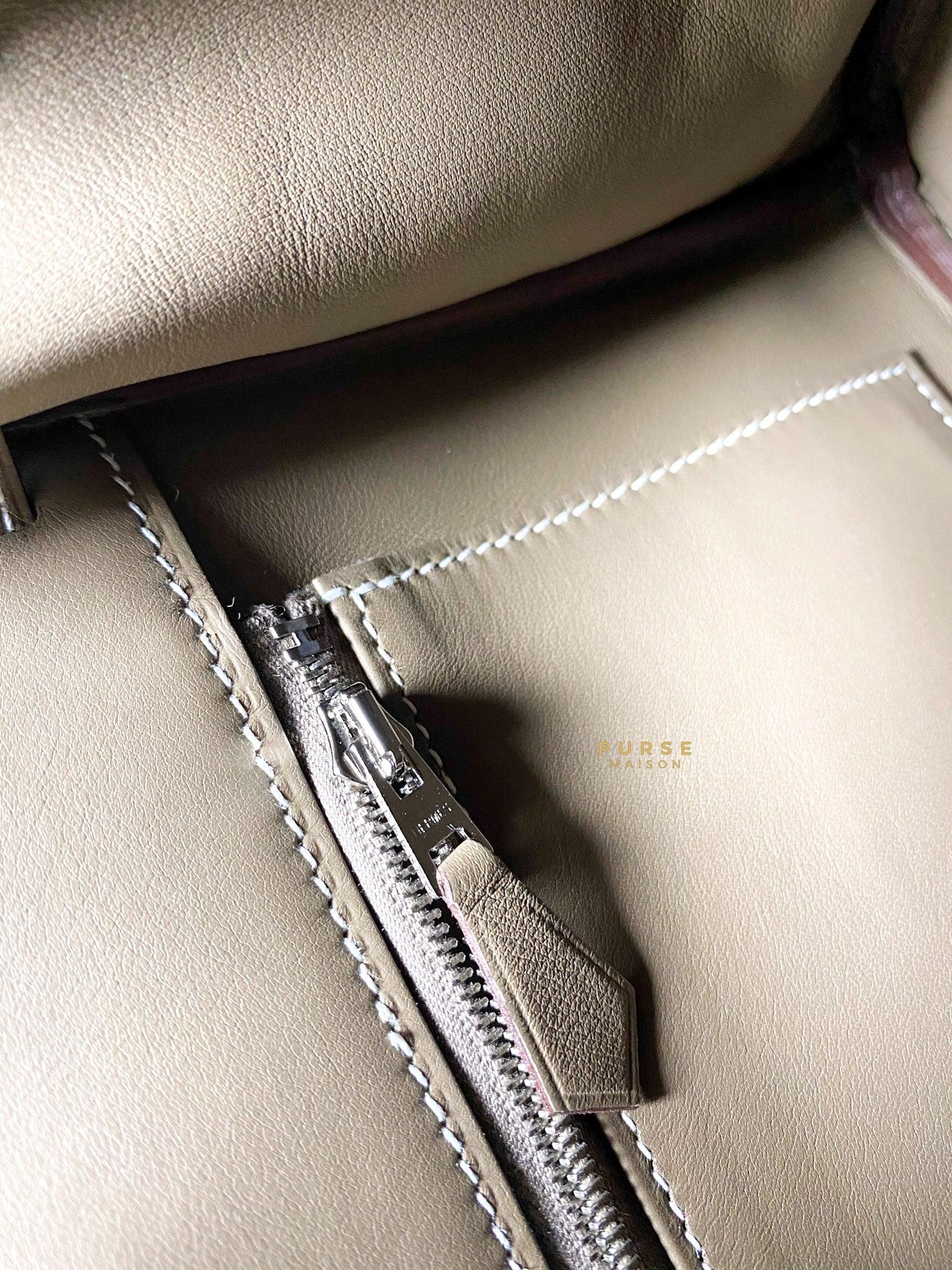 HERMÈS Limited Edition Shadow Birkin 25 handbag in Etoupe Swift