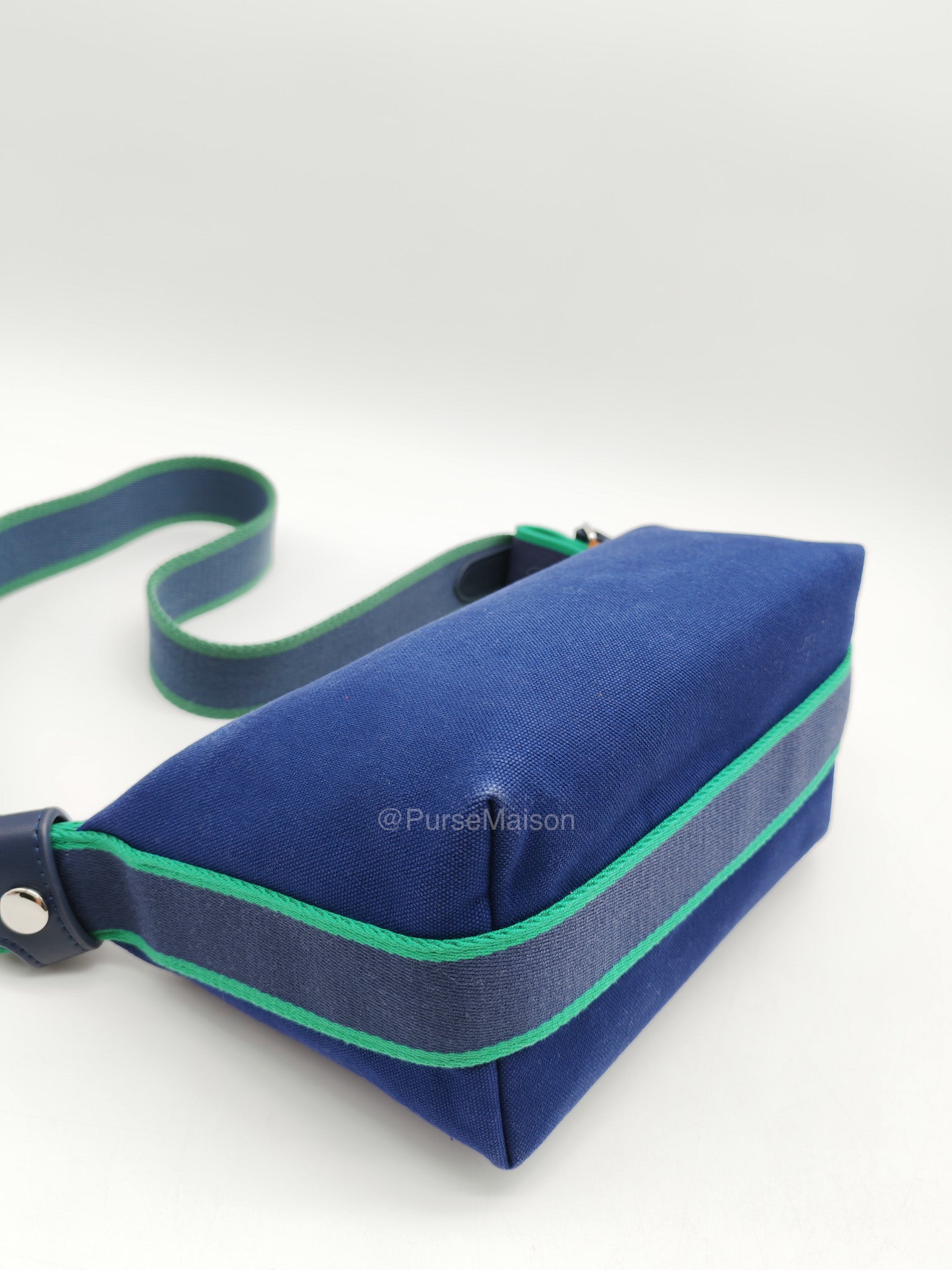 Hermes Bride-A-Brac Toiletry Vanity Case in Blue/Green Cotton Canvas and Palladium Hardware | Purse Maison Luxury Bags Shop