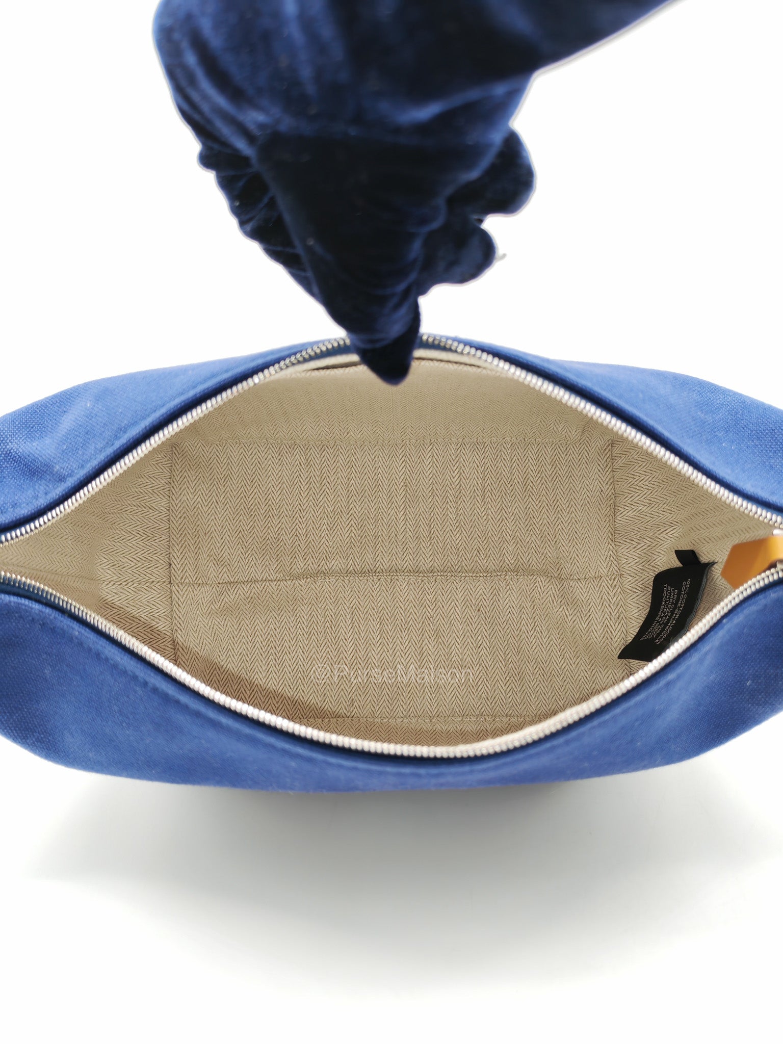 Hermes Bride-A-Brac Toiletry Vanity Case in Blue/Green Cotton Canvas and Palladium Hardware | Purse Maison Luxury Bags Shop