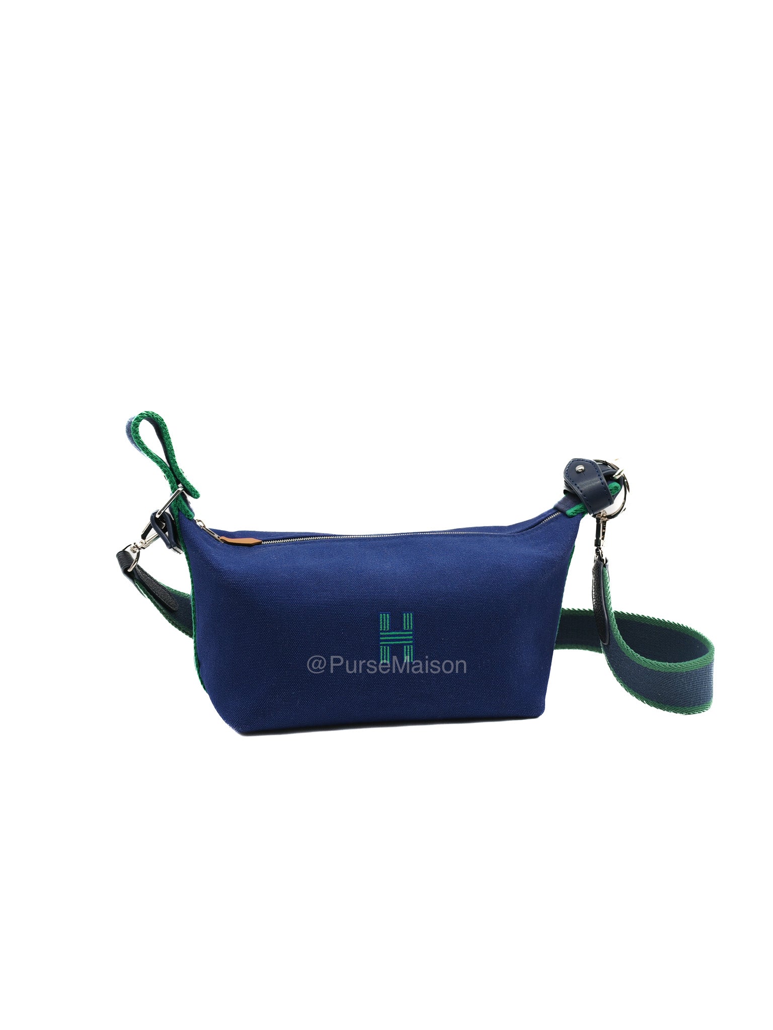 Hermes Bride-A-Brac Toiletry Vanity Case in Blue/Green Cotton Canvas and Palladium Hardware | Purse Maison Luxury Bags Shop