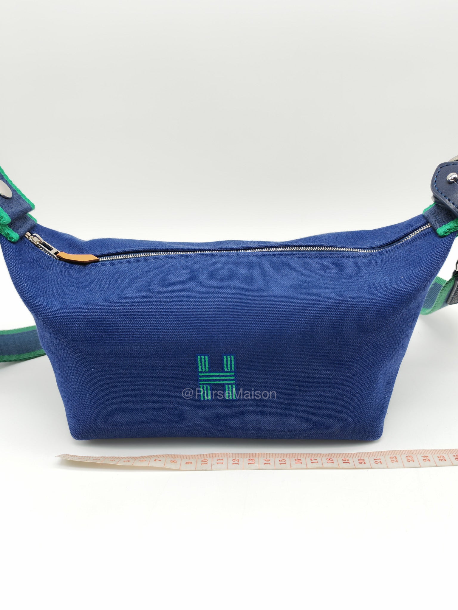 Hermes Bride-A-Brac Toiletry Vanity Case in Blue/Green Cotton Canvas and Palladium Hardware | Purse Maison Luxury Bags Shop