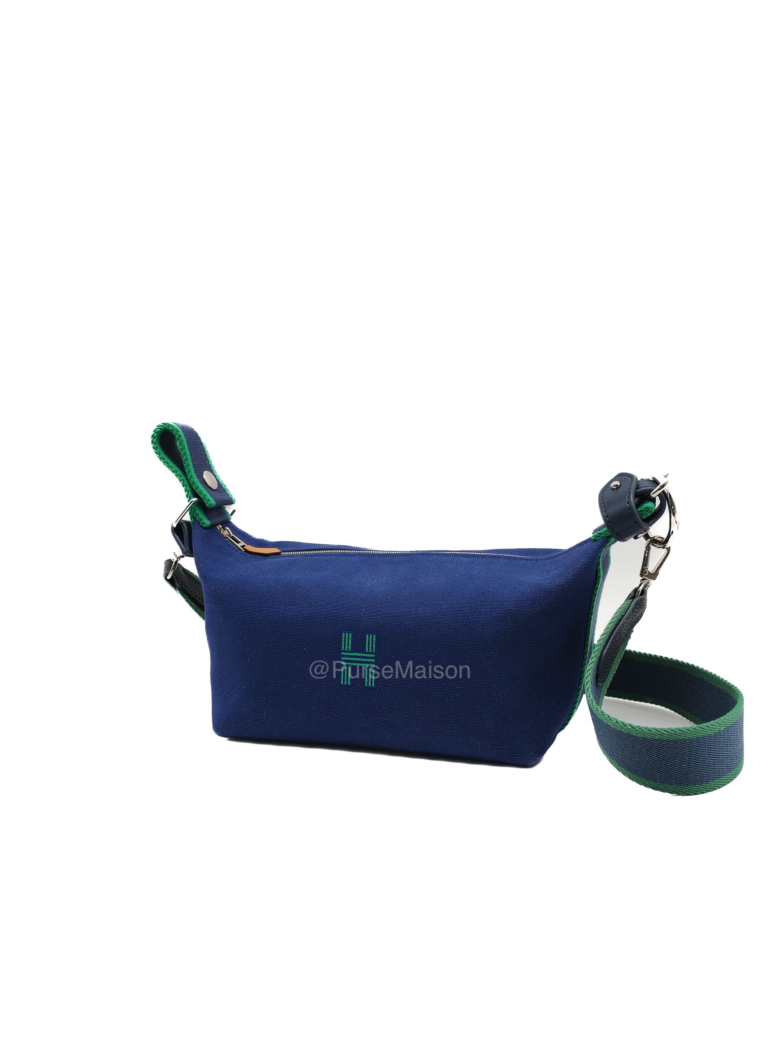 Hermes Bride-A-Brac Toiletry Vanity Case in Blue/Green Cotton Canvas and Palladium Hardware | Purse Maison Luxury Bags Shop