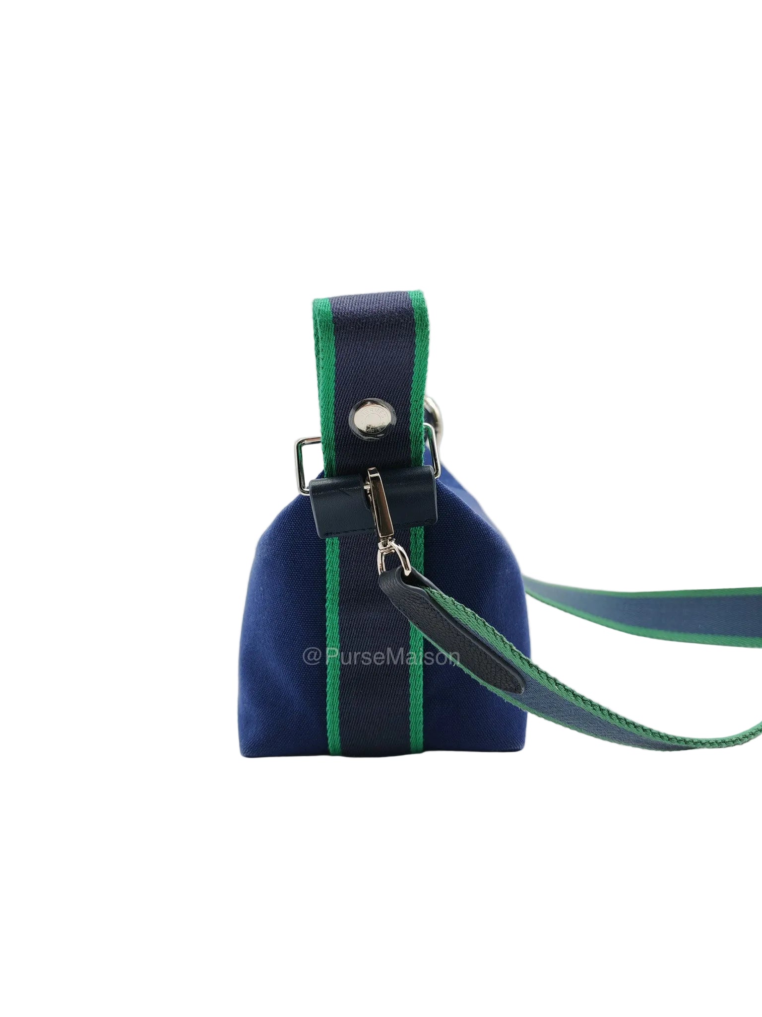Hermes Bride-A-Brac Toiletry Vanity Case in Blue/Green Cotton Canvas and Palladium Hardware | Purse Maison Luxury Bags Shop