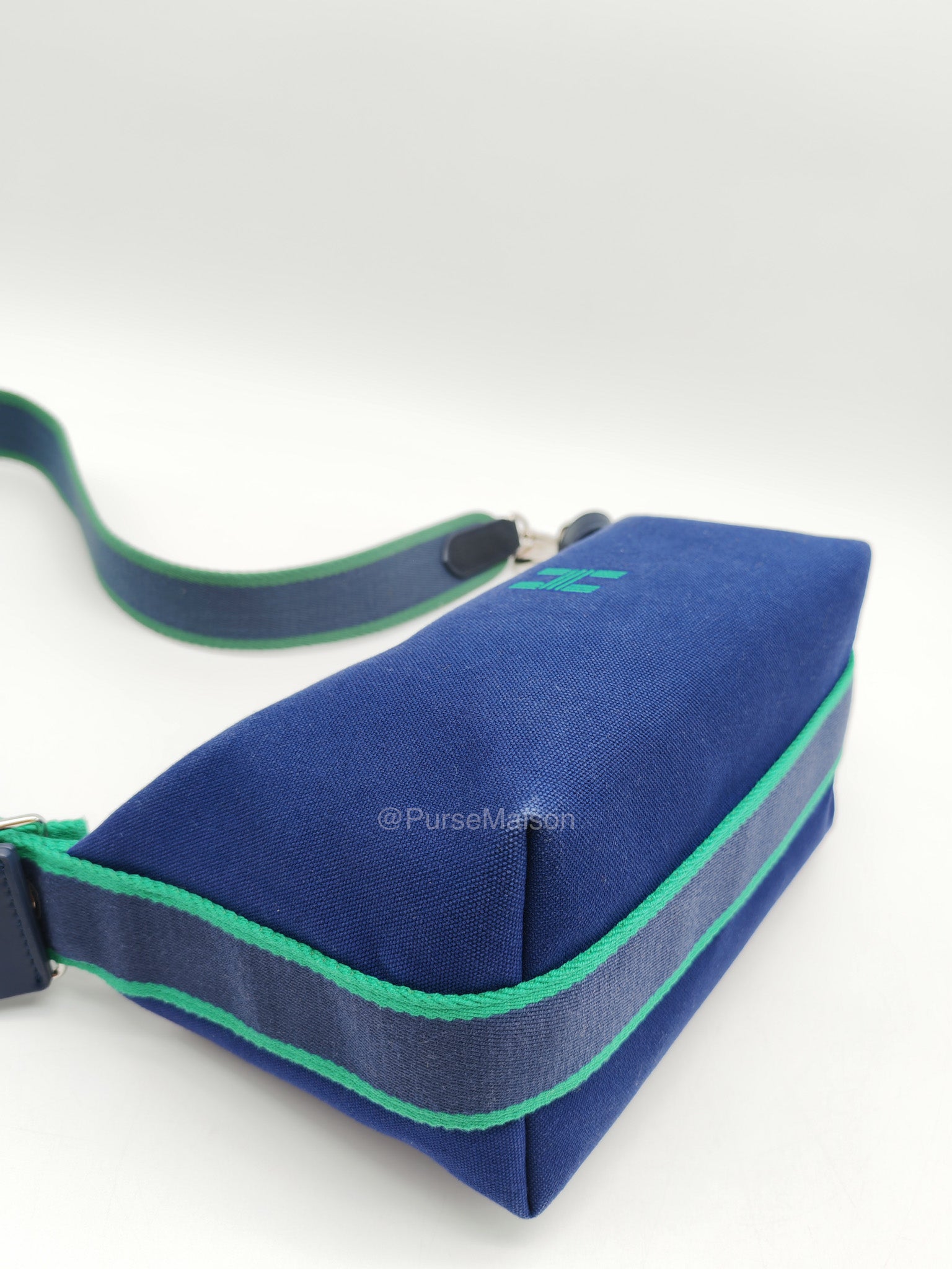Hermes Bride-A-Brac Toiletry Vanity Case in Blue/Green Cotton Canvas and Palladium Hardware | Purse Maison Luxury Bags Shop