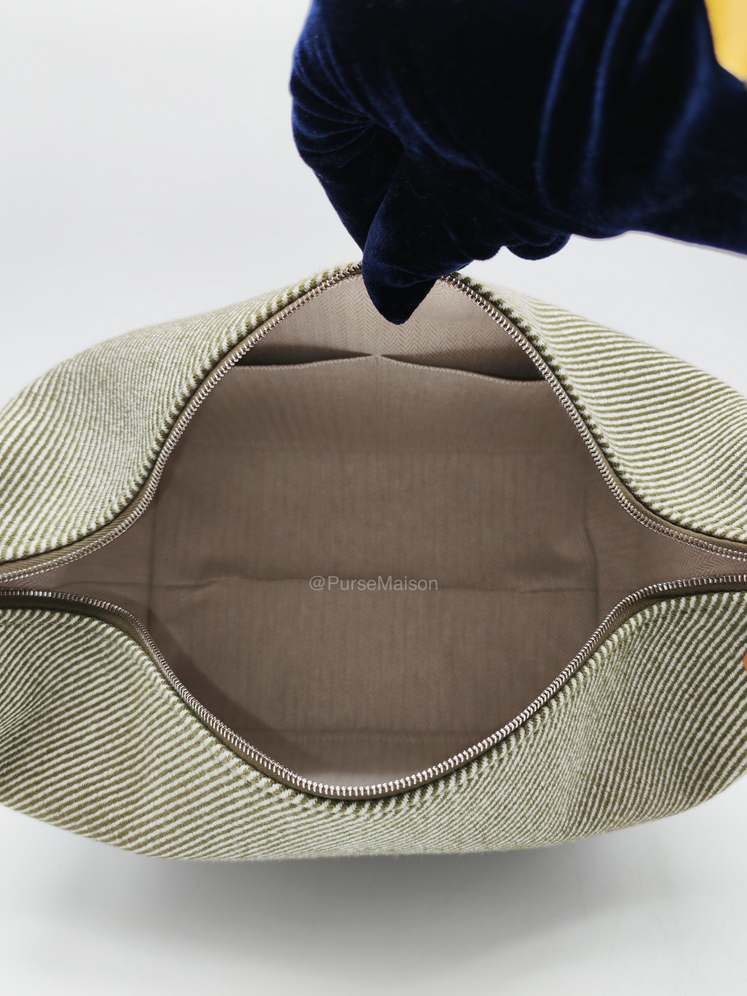 Hermes Bride-A-Brac Travel Case in Green H Natte Wool Canvas | Purse Maison Luxury Bags Shop