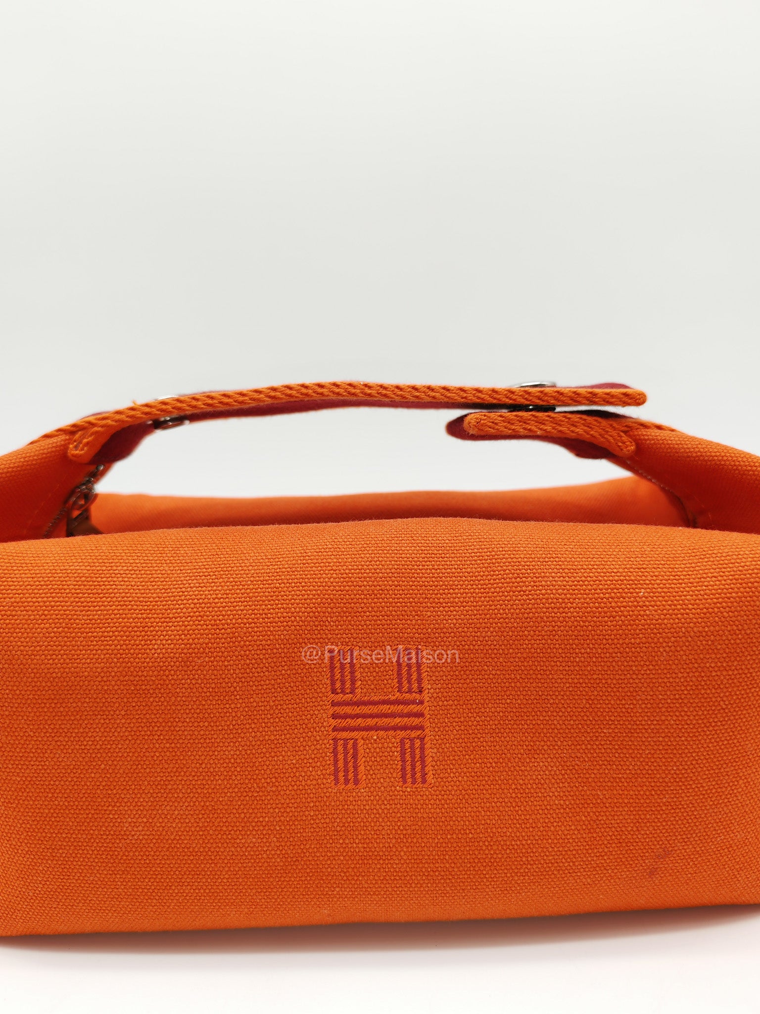 Hermes Bride-a-Brac Vanity Case in Orange Toile Canvas and Palladium Hardware | Purse Maison Luxury Bags Shop