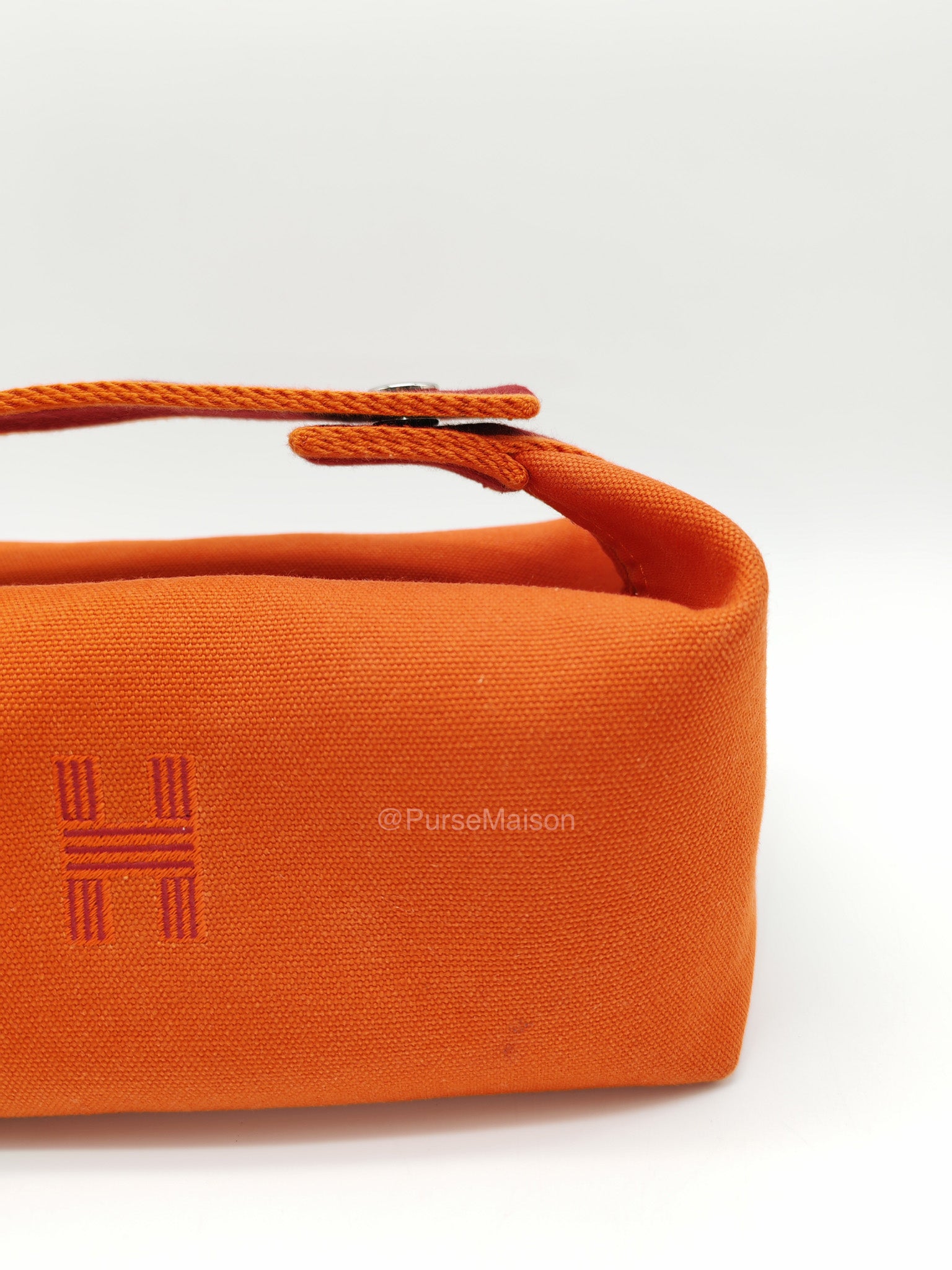 Hermes Bride-a-Brac Vanity Case in Orange Toile Canvas and Palladium Hardware | Purse Maison Luxury Bags Shop