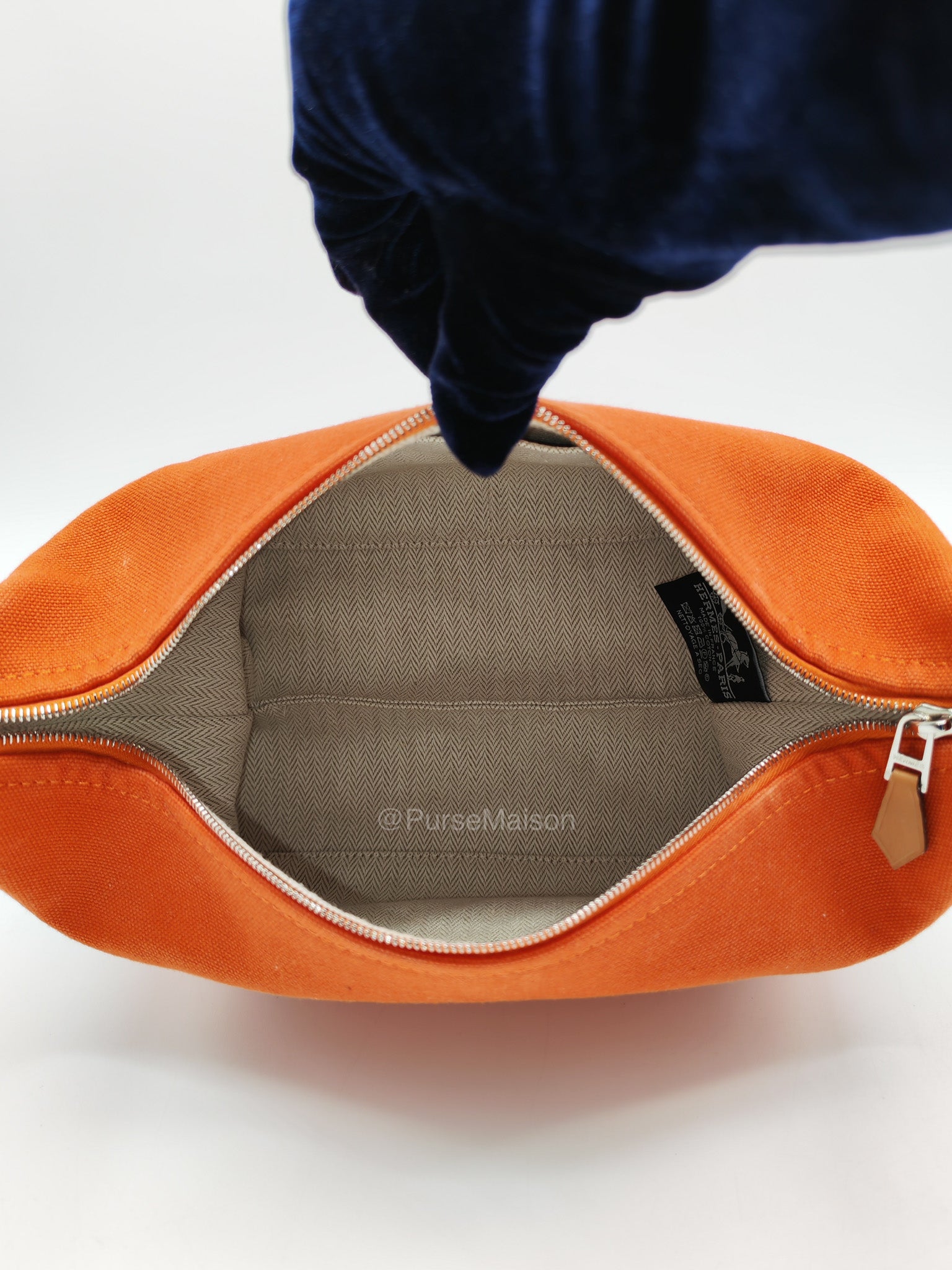 Hermes Bride-a-Brac Vanity Case in Orange Toile Canvas and Palladium Hardware | Purse Maison Luxury Bags Shop