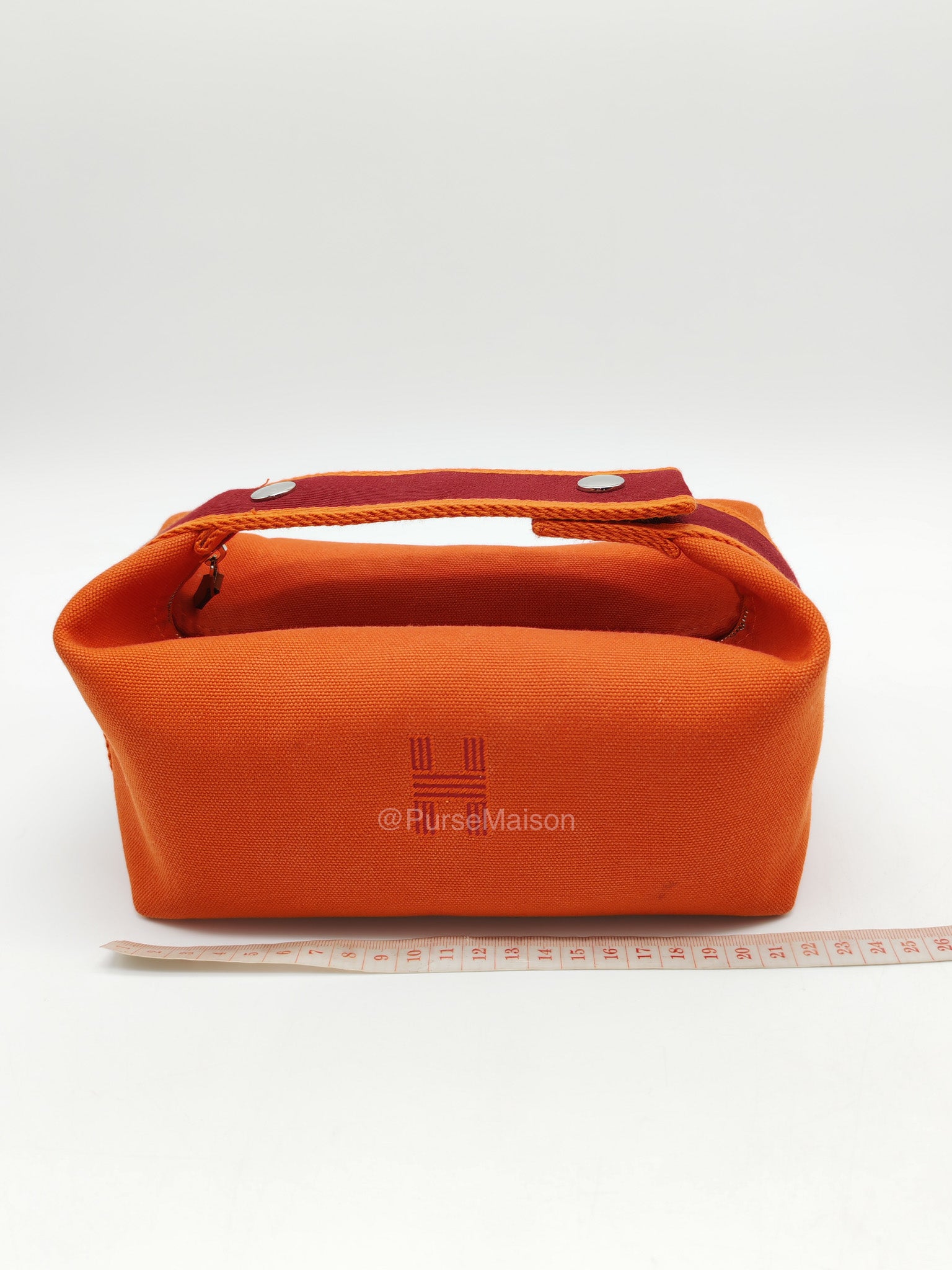 Hermes Bride-a-Brac Vanity Case in Orange Toile Canvas and Palladium Hardware | Purse Maison Luxury Bags Shop