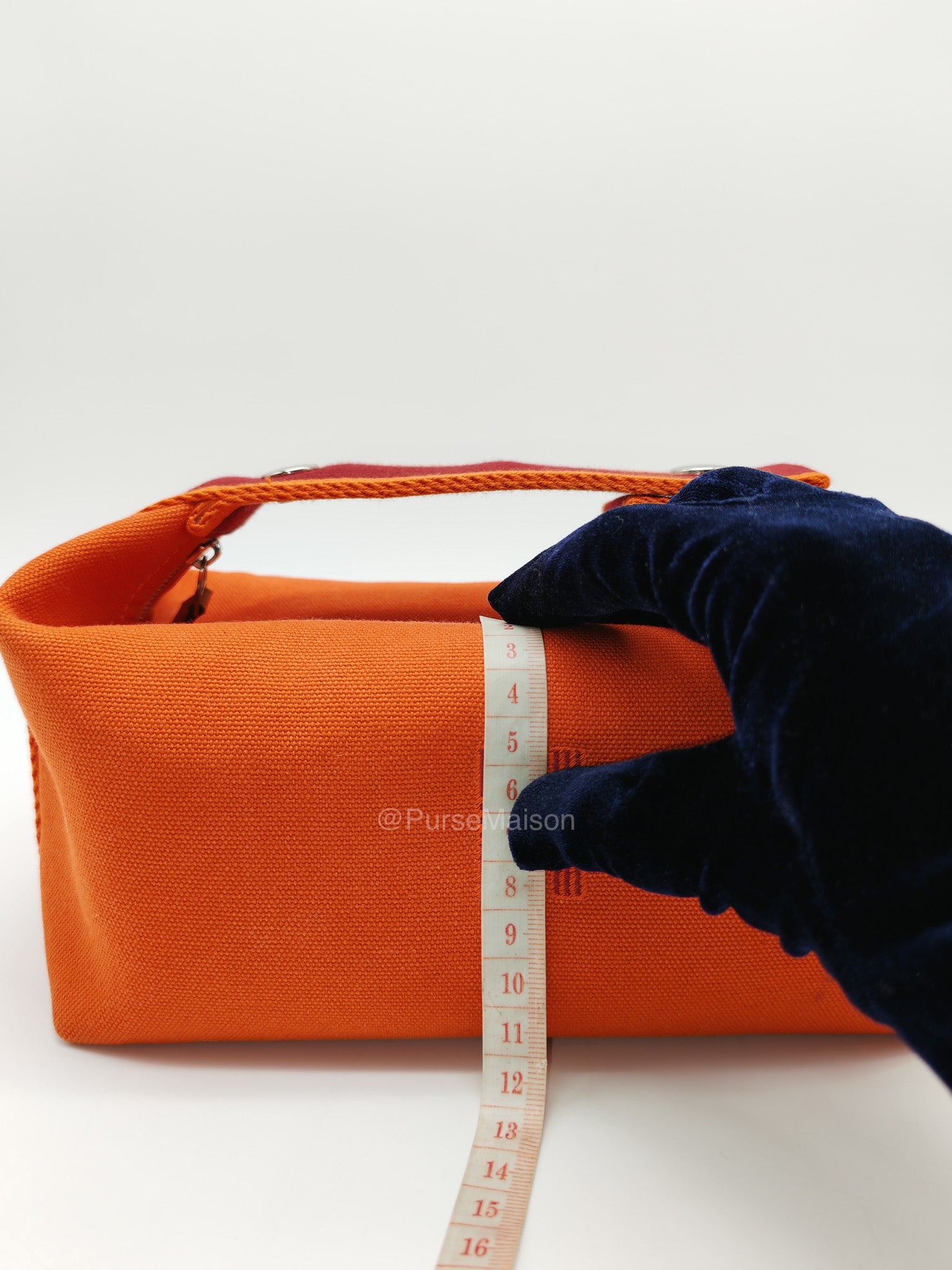 Hermes Bride-a-Brac Vanity Case in Orange Toile Canvas and Palladium Hardware | Purse Maison Luxury Bags Shop